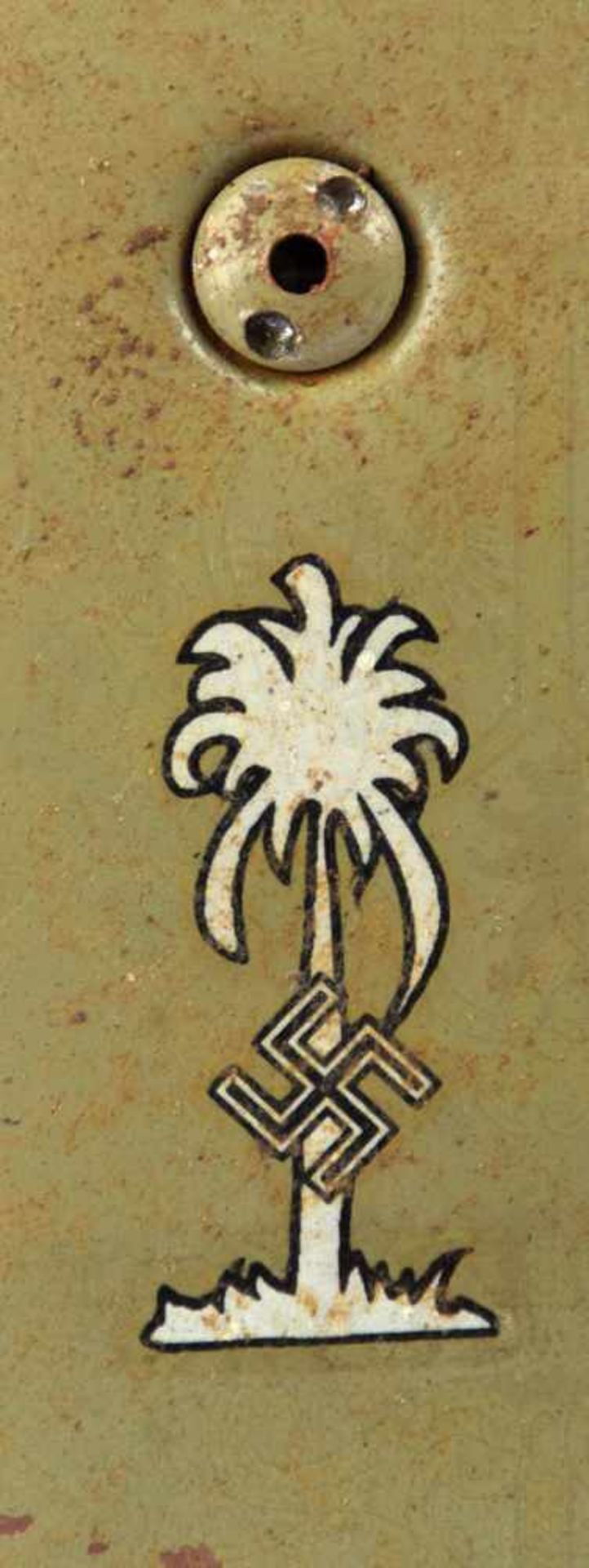 FALLSCHIRMSCHÜTZEN-STAHLHELM 2. MODELL, Sammleranfertigung, Glocke sandfarben lackiert, Afrikakorps- - Bild 3 aus 5