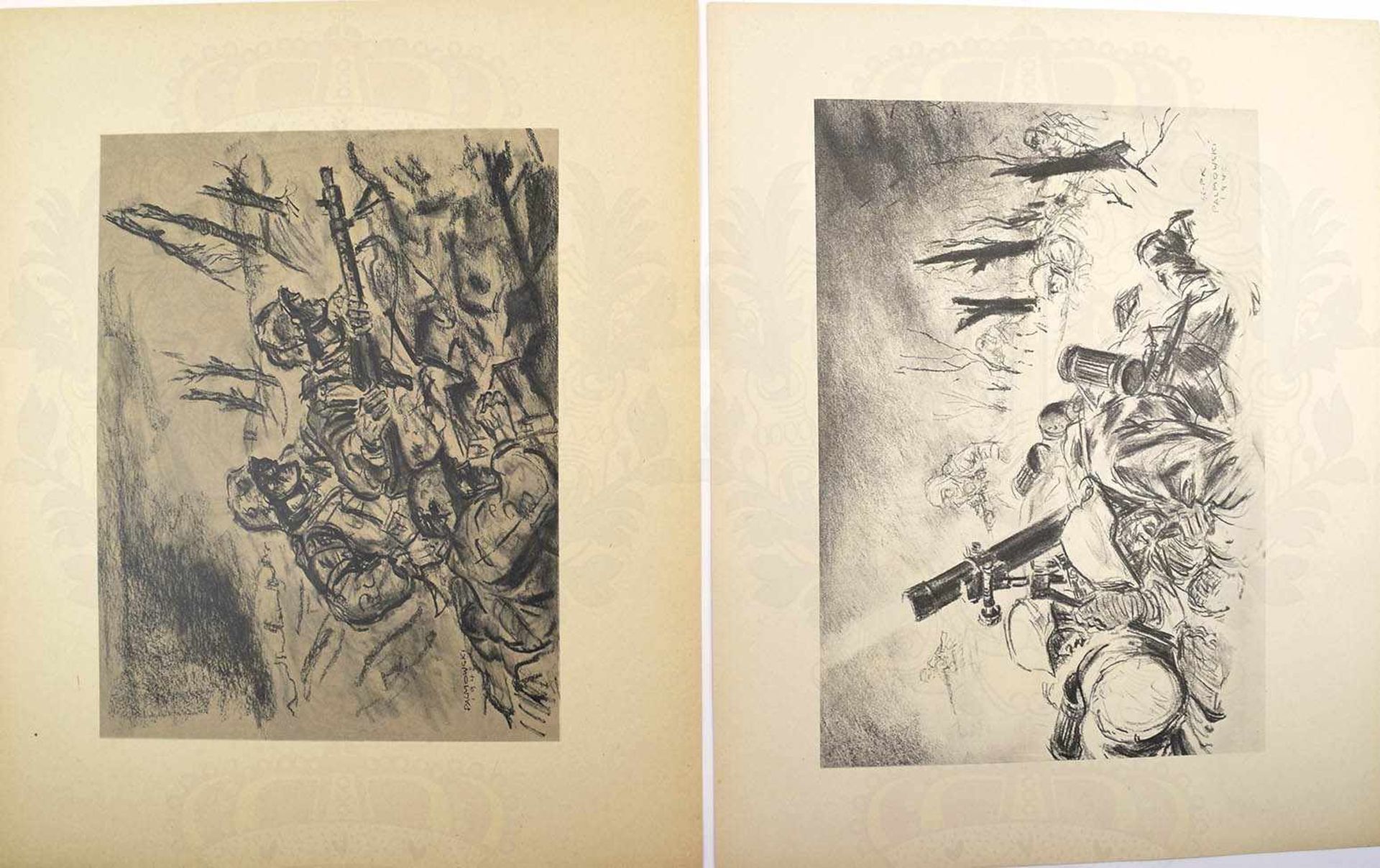 SS-PK KÜNSTLERMAPPE „WIE DIE PFLICHT ES BEFIEHLT“, Erich Palmowski (1912-2006), 20 Kunstdrucke kpl., - Bild 4 aus 5