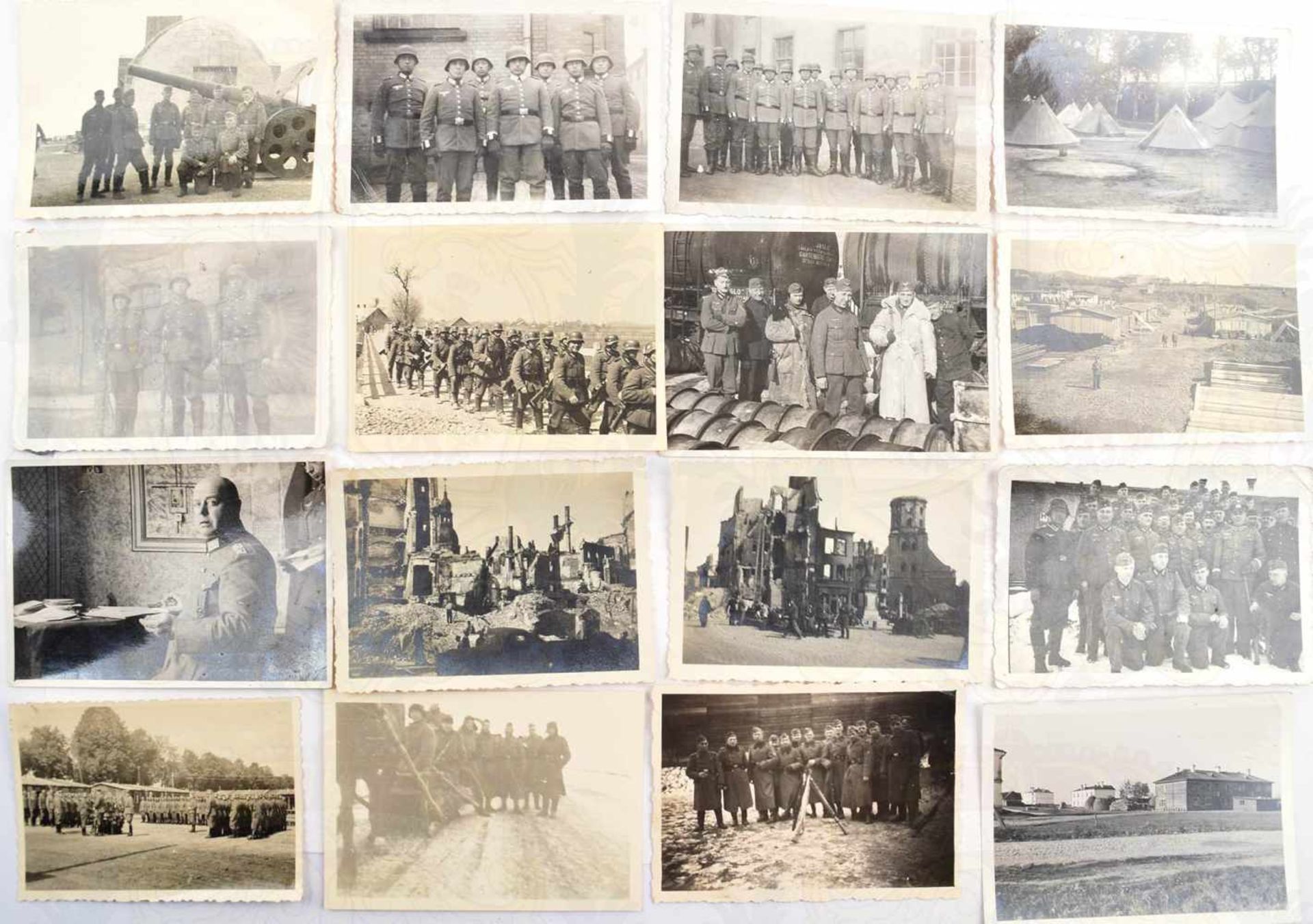 SAMMLUNG 110 FOTOS, Frankreichfeldzug u. Besatzung, Geschütz, zerstörte Städte, Vormarsch,