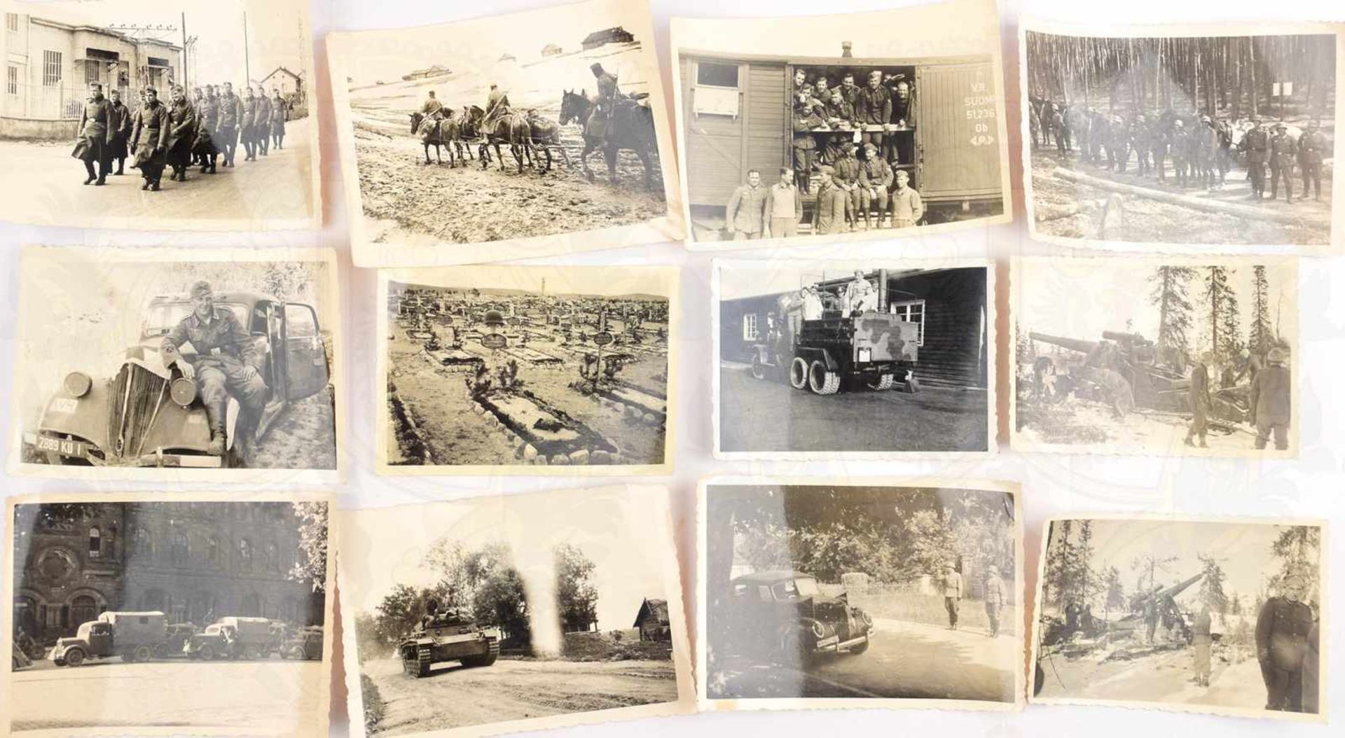 FOTOKONVOLUT, ca. 250 Aufnahmen, 1936-1942, Polen, Frankreich-Feldzug u. Rußland-Feldzug, Vormarsch, - Bild 2 aus 3