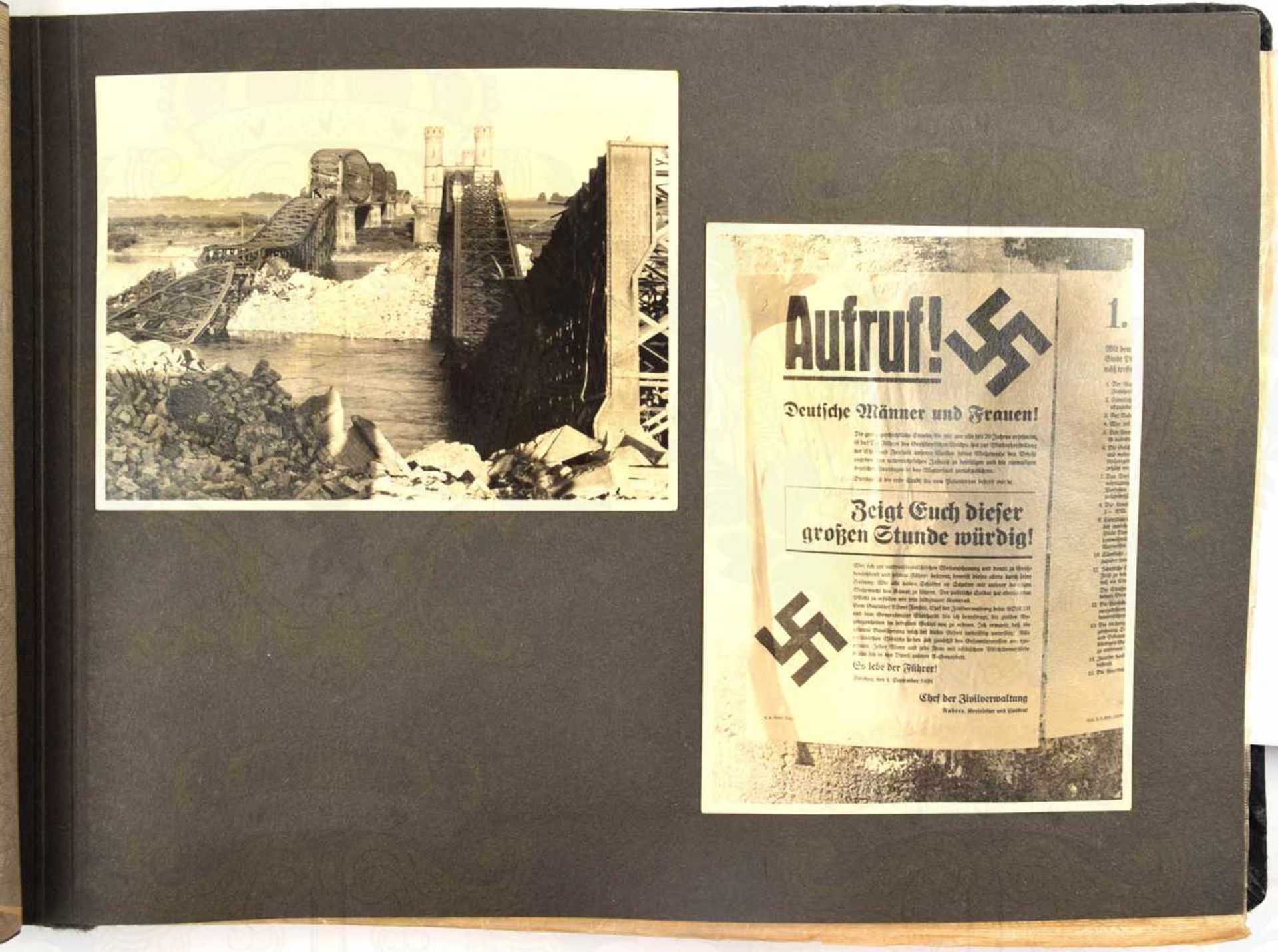 FOTOALBUM POLENFELDZUG 1939, 48 Fotos, Vormarsch, gesprengte Eisenbahnbrücke von Dirschau/Tczew, - Bild 2 aus 5