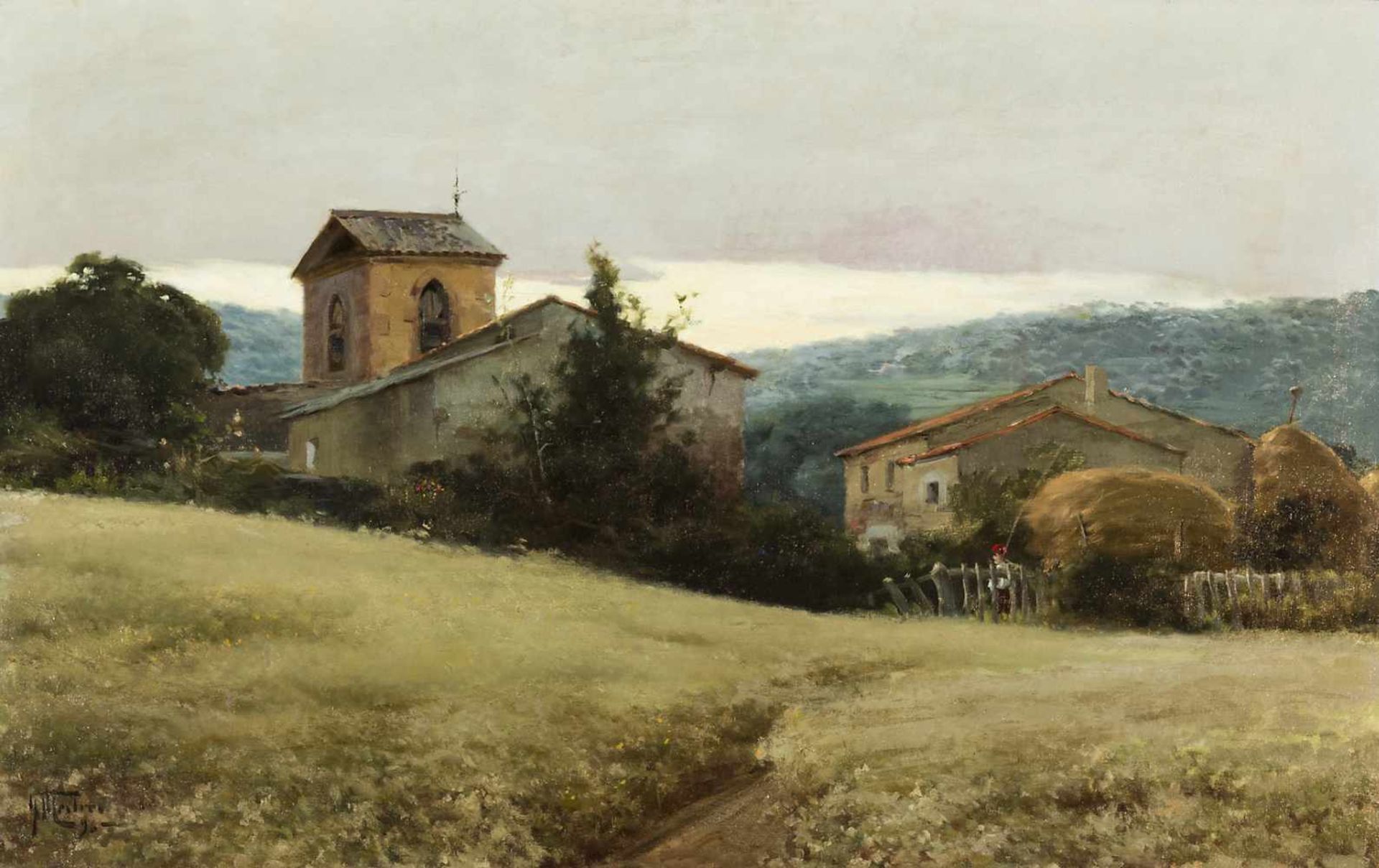 FÉLIX MESTRES BORRELL. Rural view.Oil on canvas Signed and dated 1896 73x116 cm.