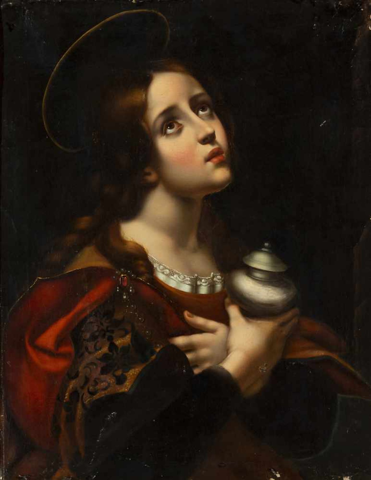 ITALIAN SCHOOL, 19TH CENTURY. Saint Mary Magdalene.Oil on canvas According to Carlo Dolci's original