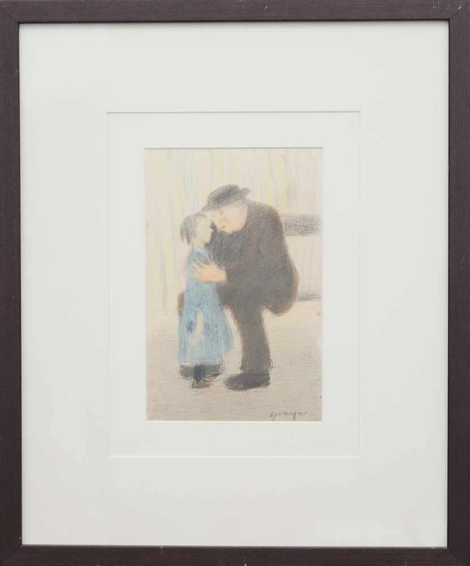 JOAQUIM SUNYER. Elderly man and girl. (d)Pastel on paper Signed 24.15 cm. - Bild 2 aus 2