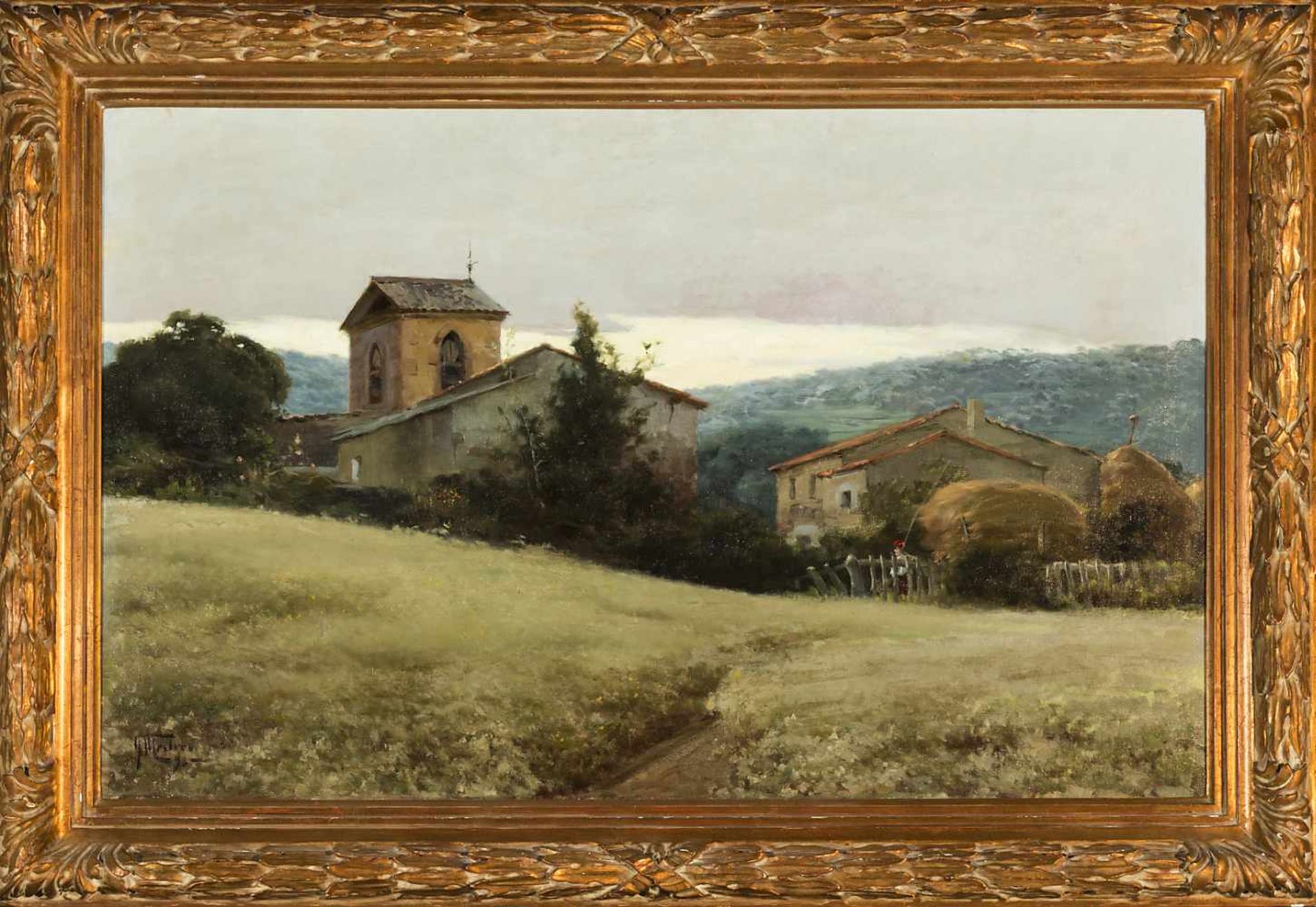 FÉLIX MESTRES BORRELL. Rural view.Oil on canvas Signed and dated 1896 73x116 cm. - Bild 2 aus 2