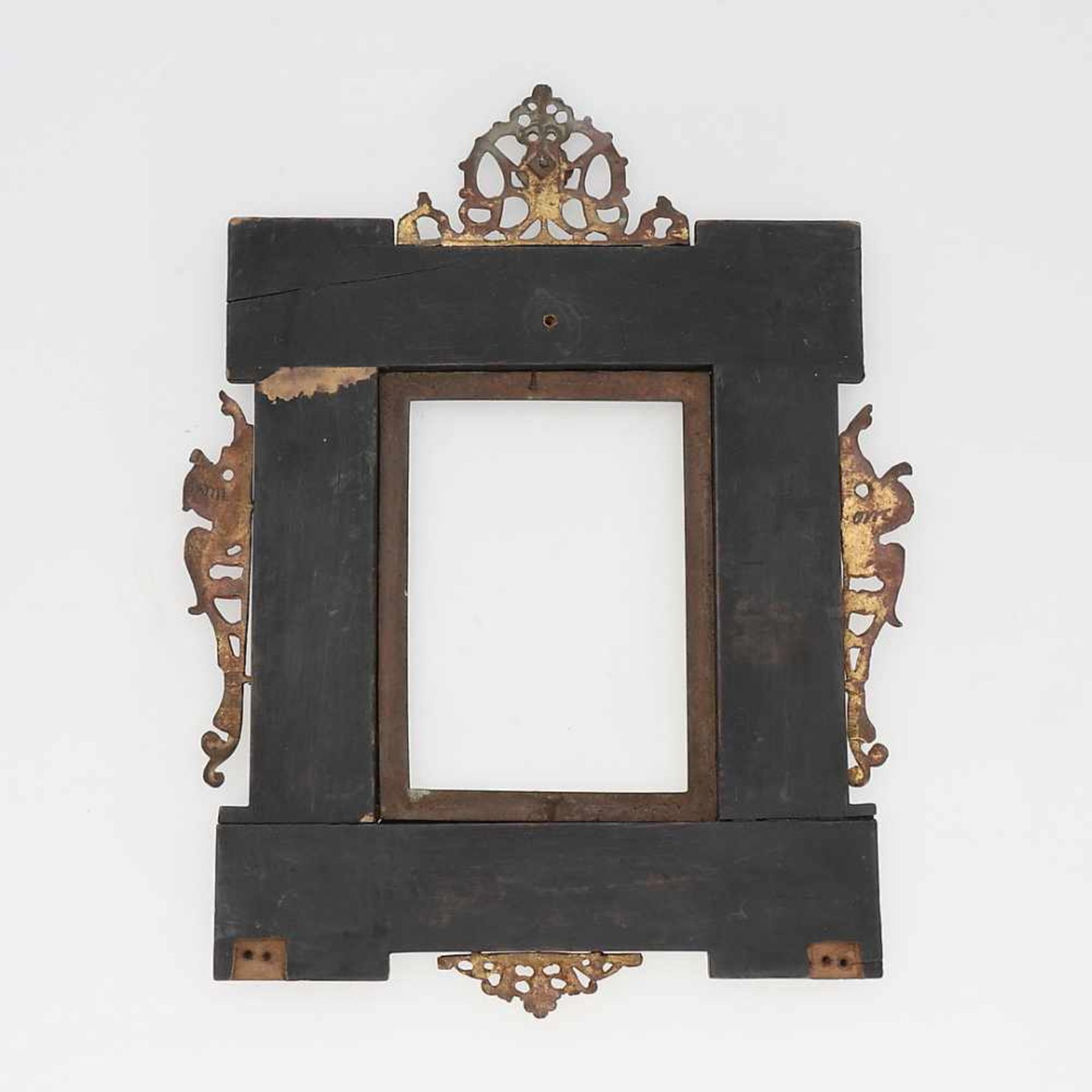 Dutch or Italian frame, 17th Century."Curly" and ebonized wood. Gilt brass applications 31.7x24.5 - Bild 2 aus 2