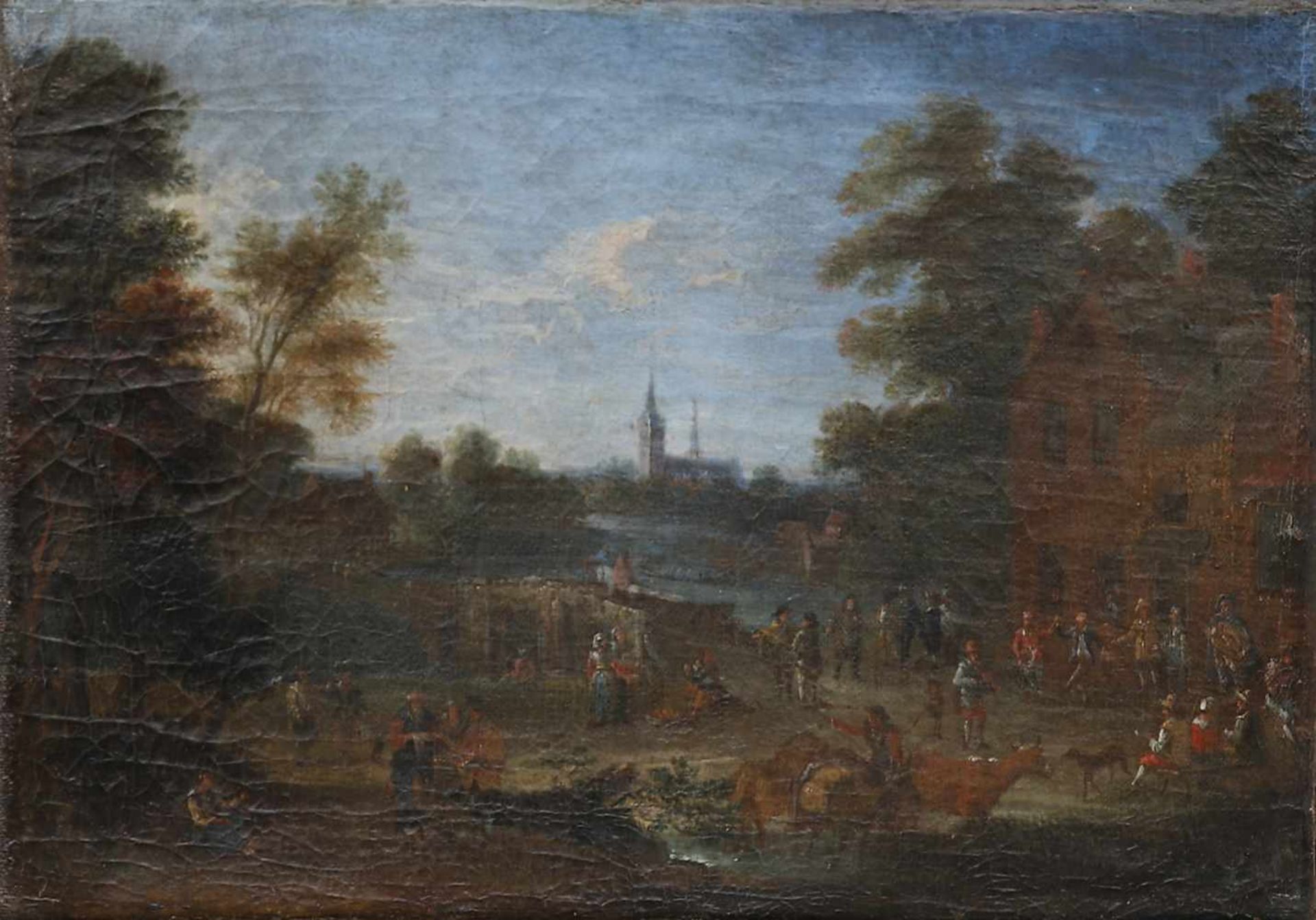 MATHYS SCHOEVAERDTS (BRUSSLES 1665 OR 1667 - AFTER 1702). Attributed to. Landscape.Oil on canvas