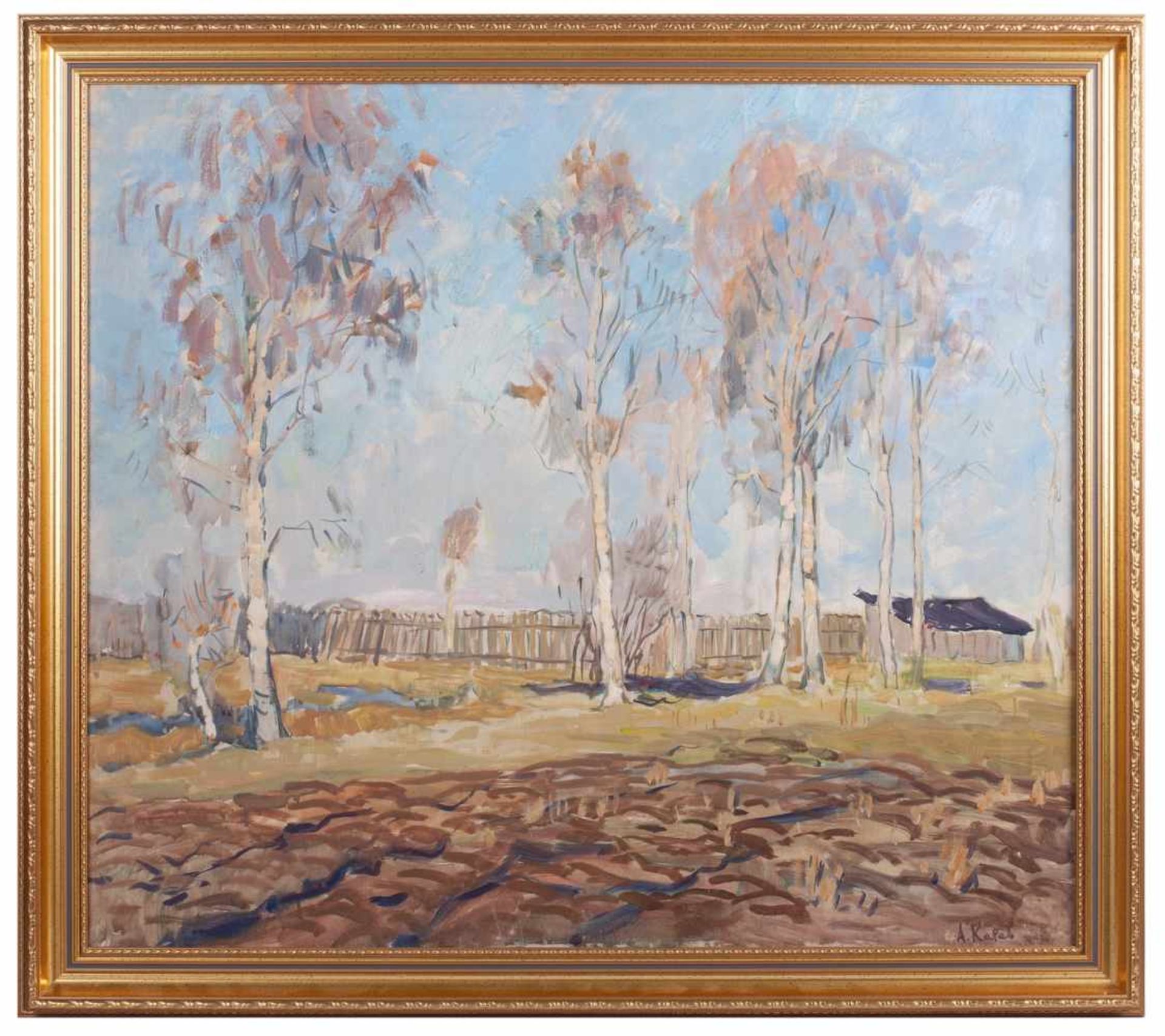 Alexei Karev "Rural Landscape with Birches"Alexei Karev (1879 – 1942) "Rural Landscape with