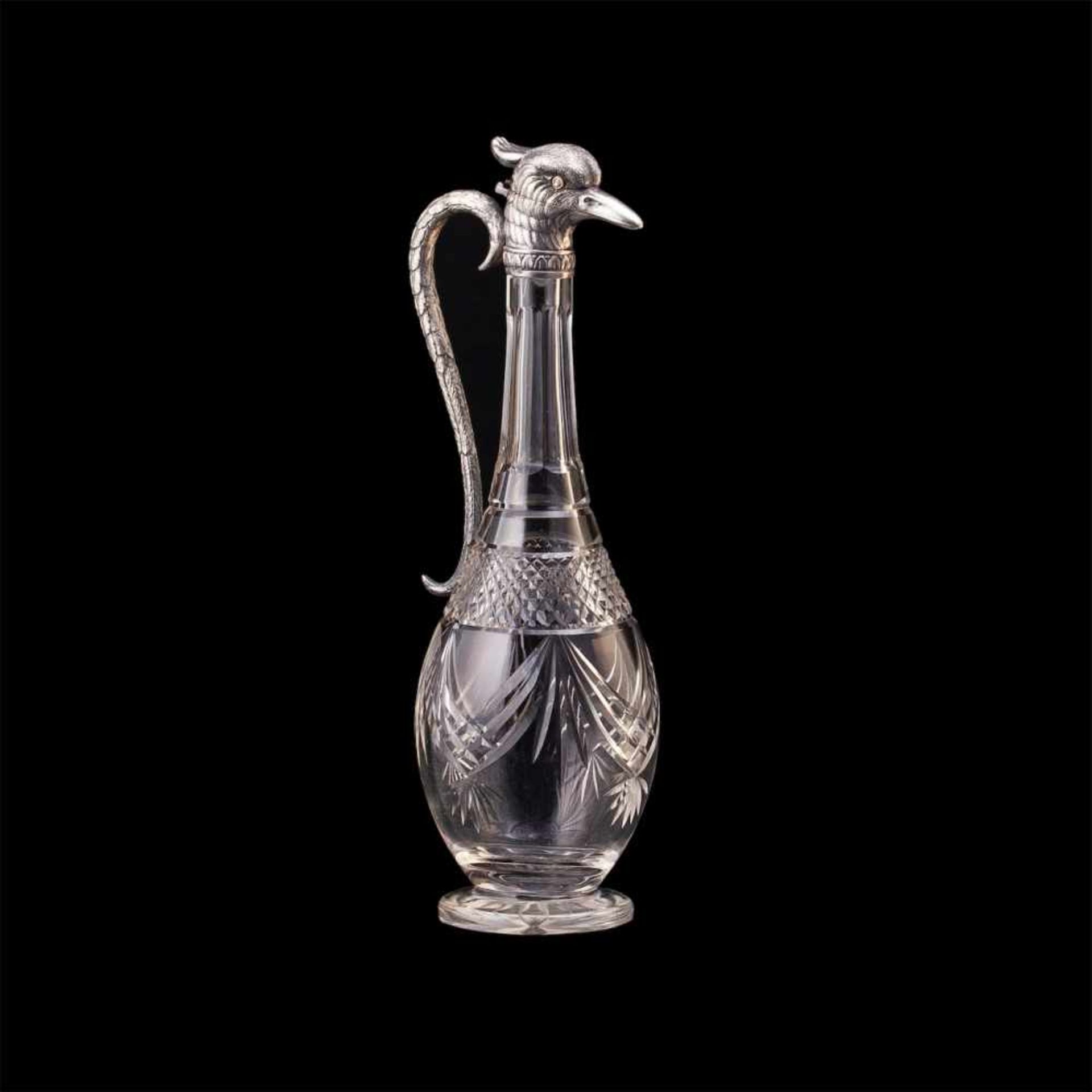 Rare Russian silver-gilt carafe with diamondA rare Russian silver-gilt diamond set and cut glass