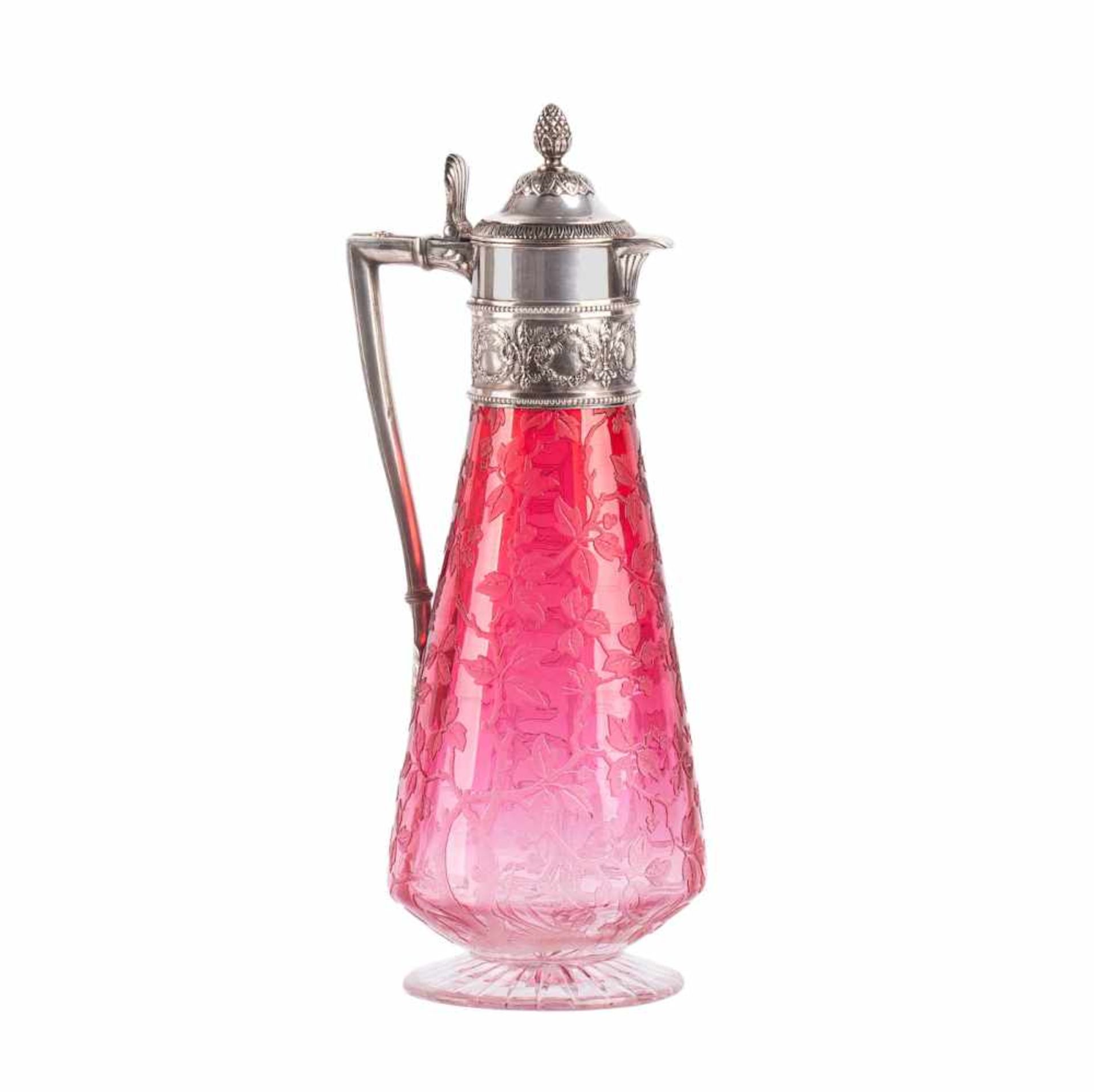 A Rare Faberge silver-gilt decanterA Rare Faberge silver-gilt and ruby cut-glass decanter in