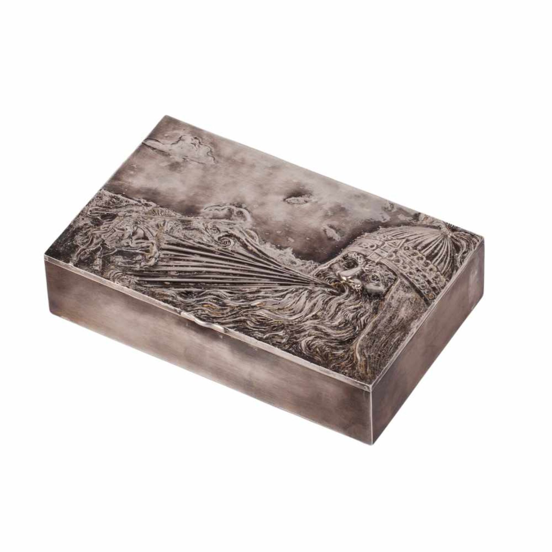 A Russian silver-gilt cigar box. PetersburgA Russian silver-gilt cigar box in neorussian style "