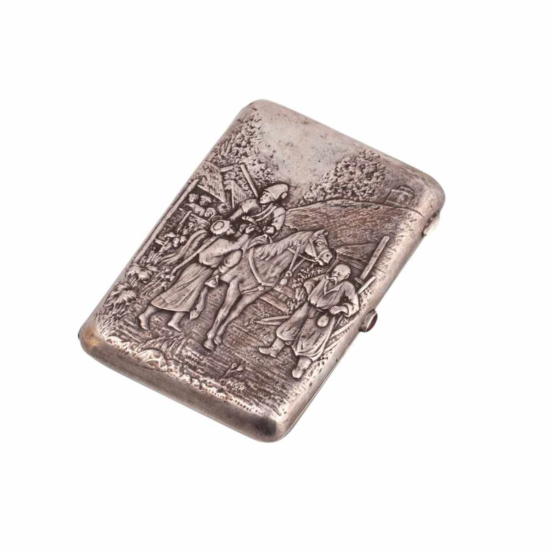 A Russian silver-gilt cigarette case. MoscowA Russian silver-gilt cigarette case "Taras Bulba with