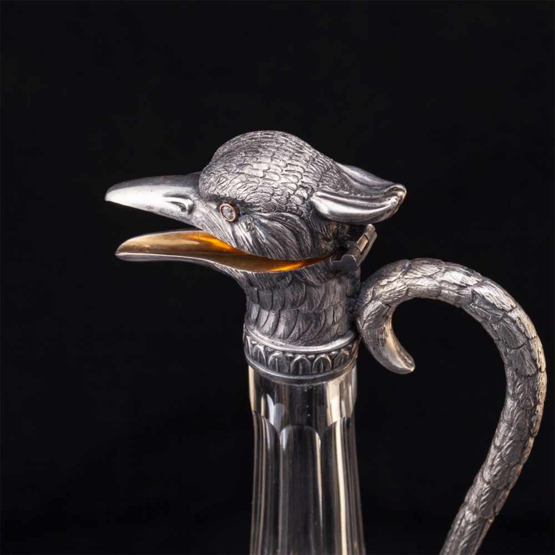 Rare Russian silver-gilt carafe with diamondA rare Russian silver-gilt diamond set and cut glass - Image 4 of 7