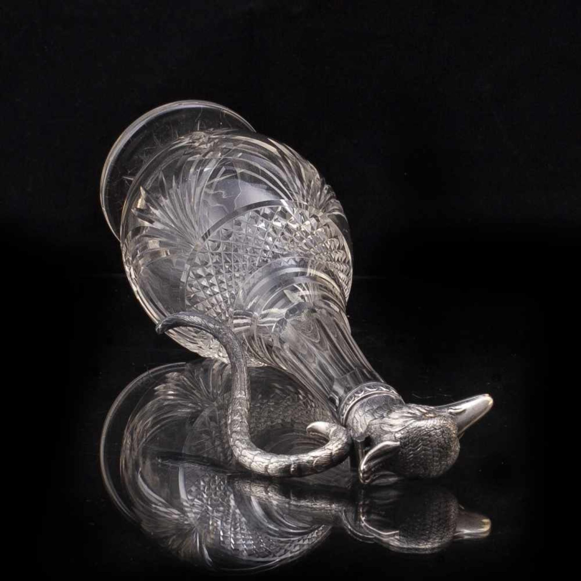 Rare Russian silver-gilt carafe with diamondA rare Russian silver-gilt diamond set and cut glass - Image 6 of 7