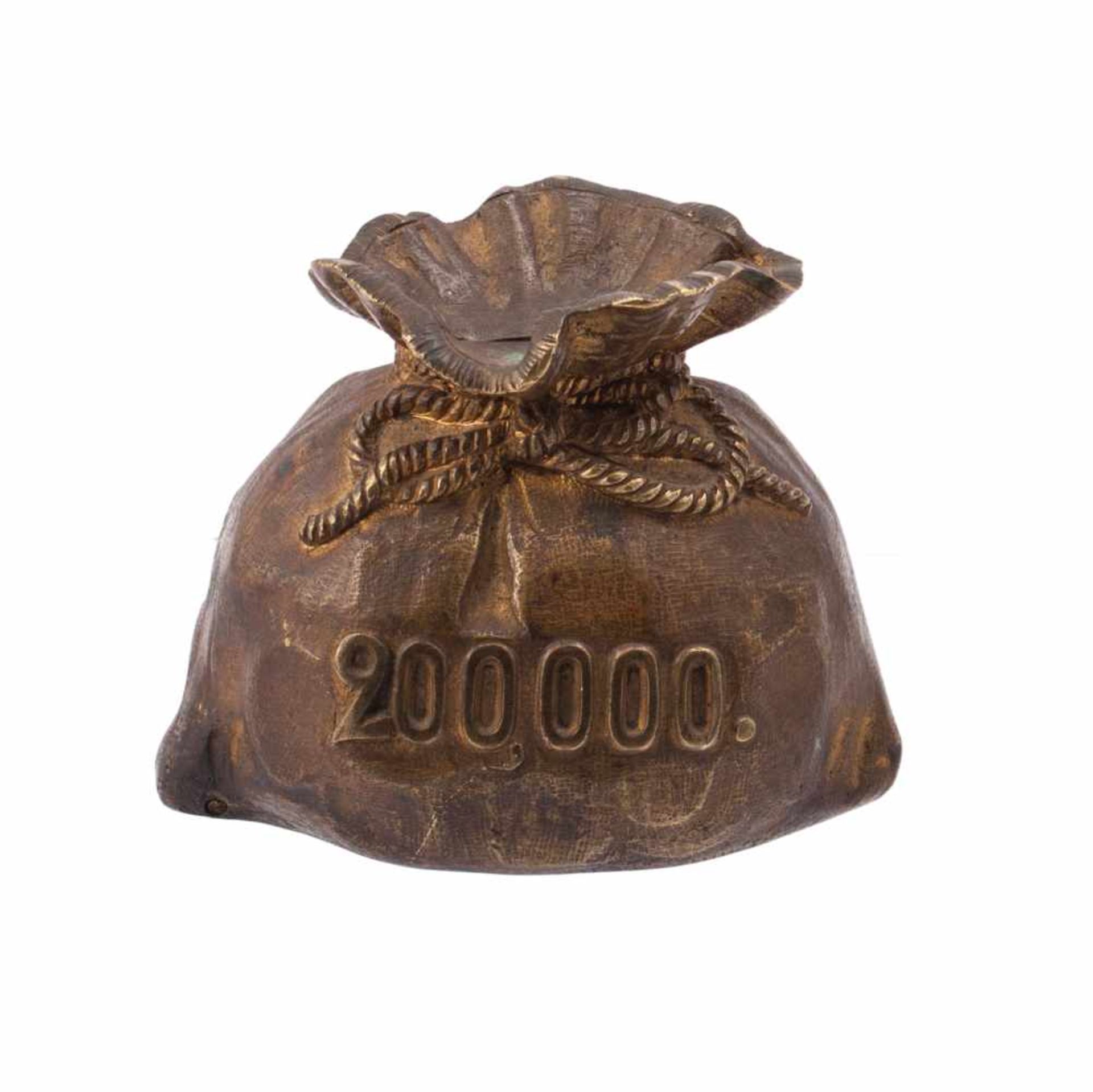 Russian cast bronze coin boxAn unusual Russian cast bronze coin box in the shape of a sack. Second - Bild 2 aus 5