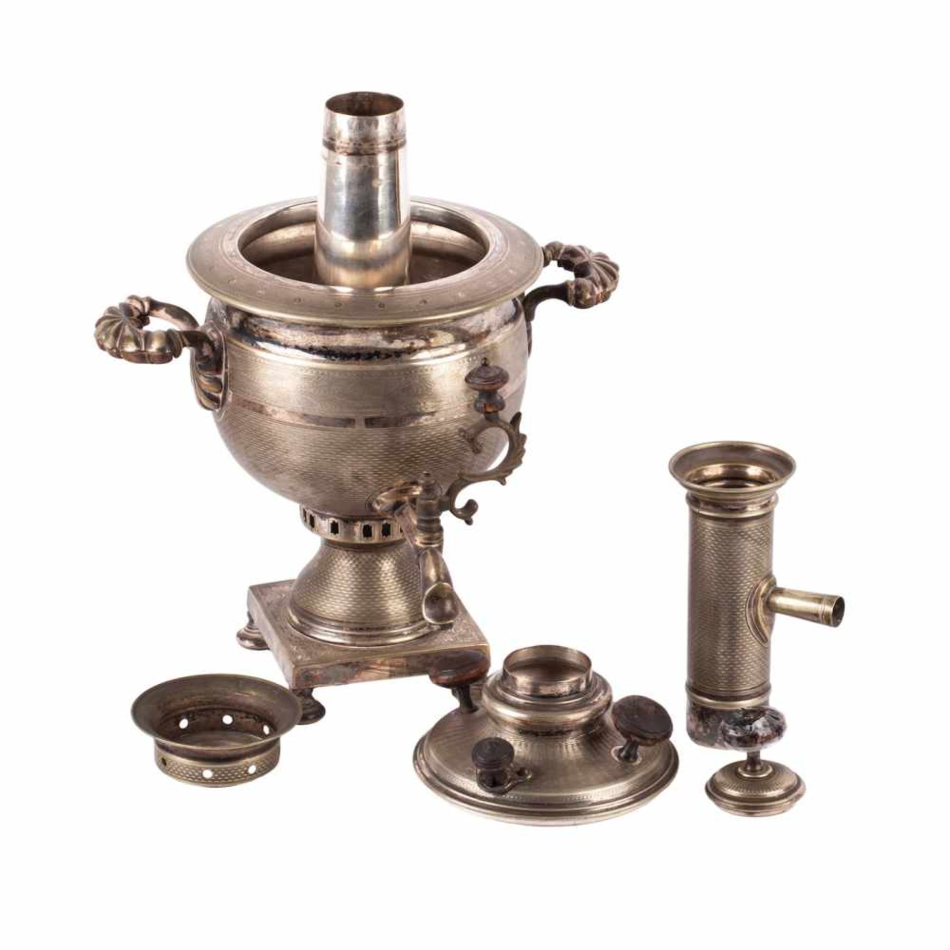 Russian Empire silver plated samovarSilver plated samovar with a tube. Brass, silver-plating. - Bild 3 aus 6