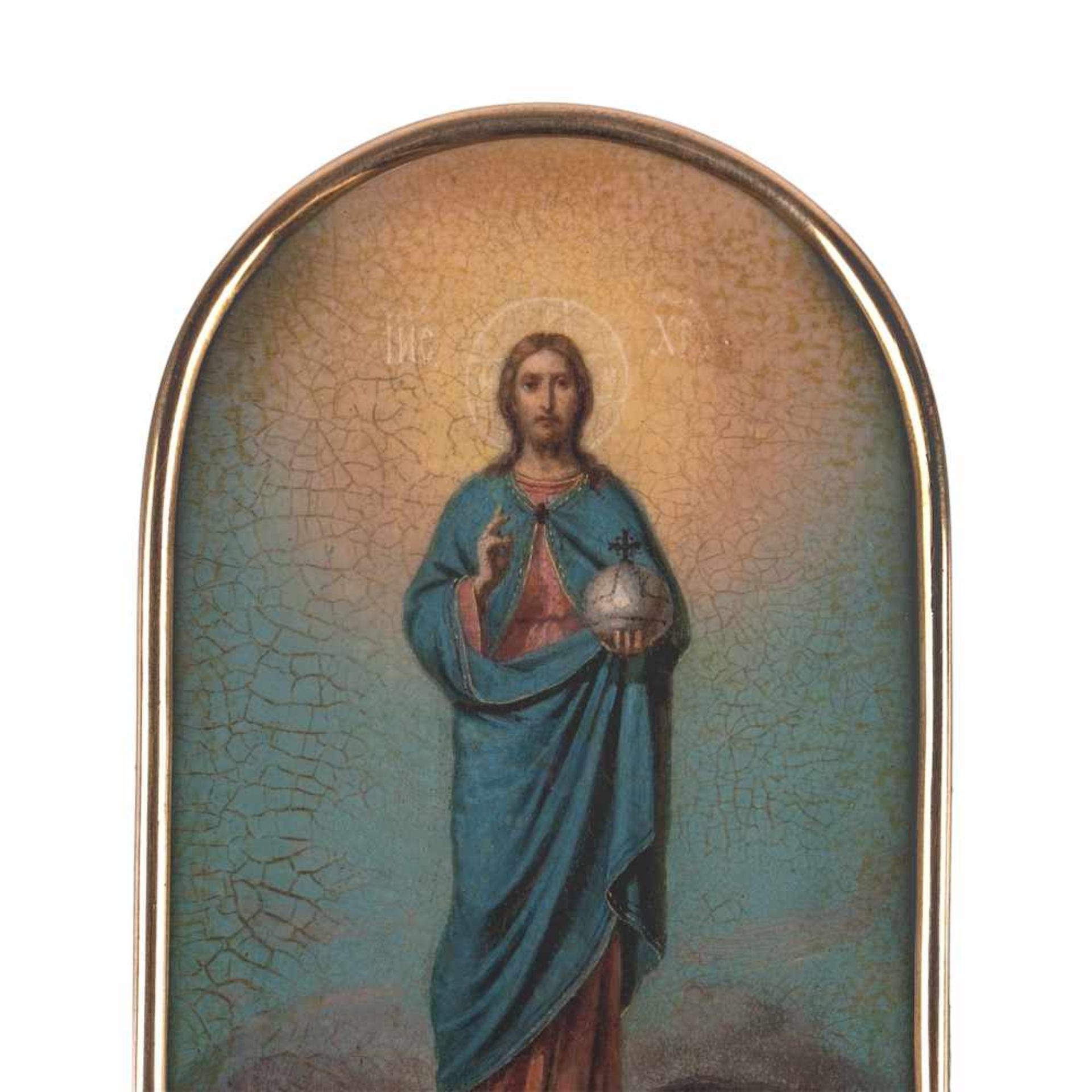 Russian icon of Christ PantocratorRussian icon of Christ Pantocrator. Oil painting on zinc; wood, - Bild 6 aus 7