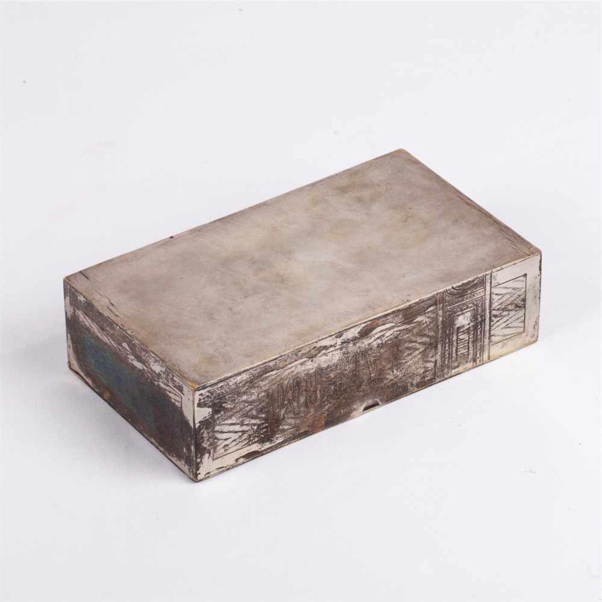 A Russian silver plated and gilded cigar boxA Russian silver plated and gilded brass cigar box - Image 3 of 4