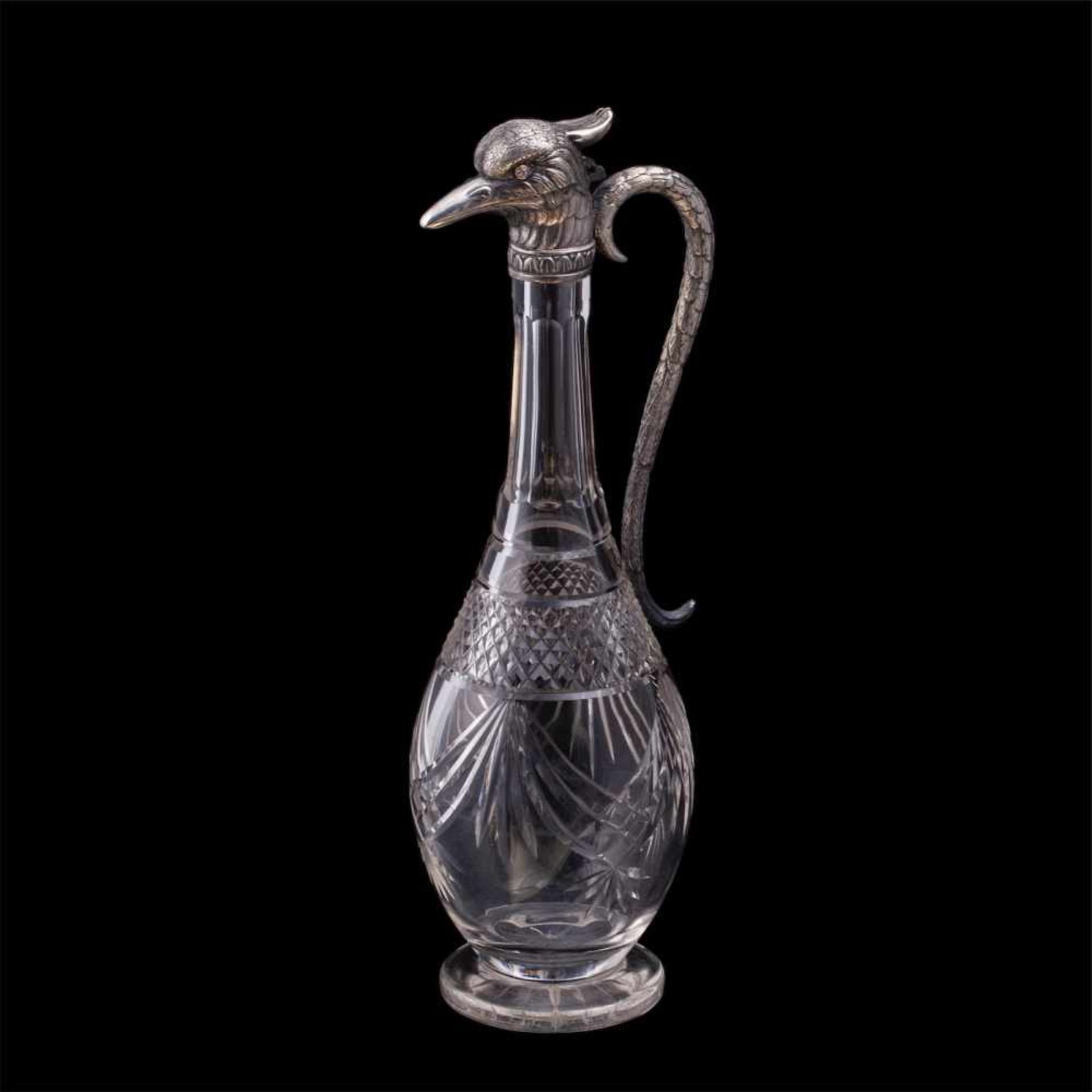 Rare Russian silver-gilt carafe with diamondA rare Russian silver-gilt diamond set and cut glass - Bild 2 aus 7