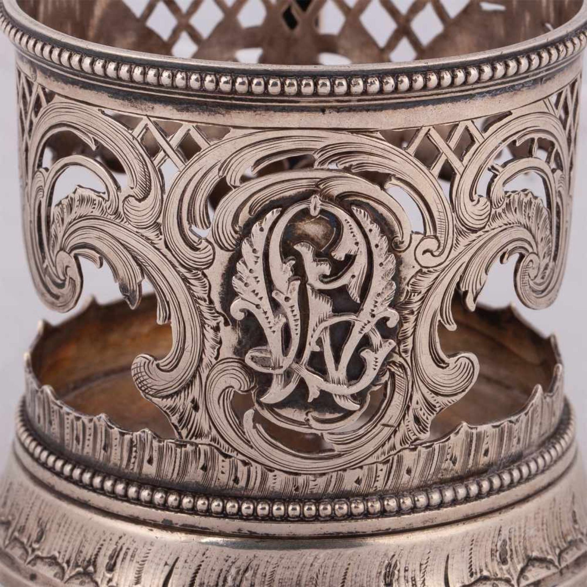 Russian tea glass holder. MorozovRussian tea glass holder. Silver, cast. Imperial Court supplier - Bild 2 aus 5