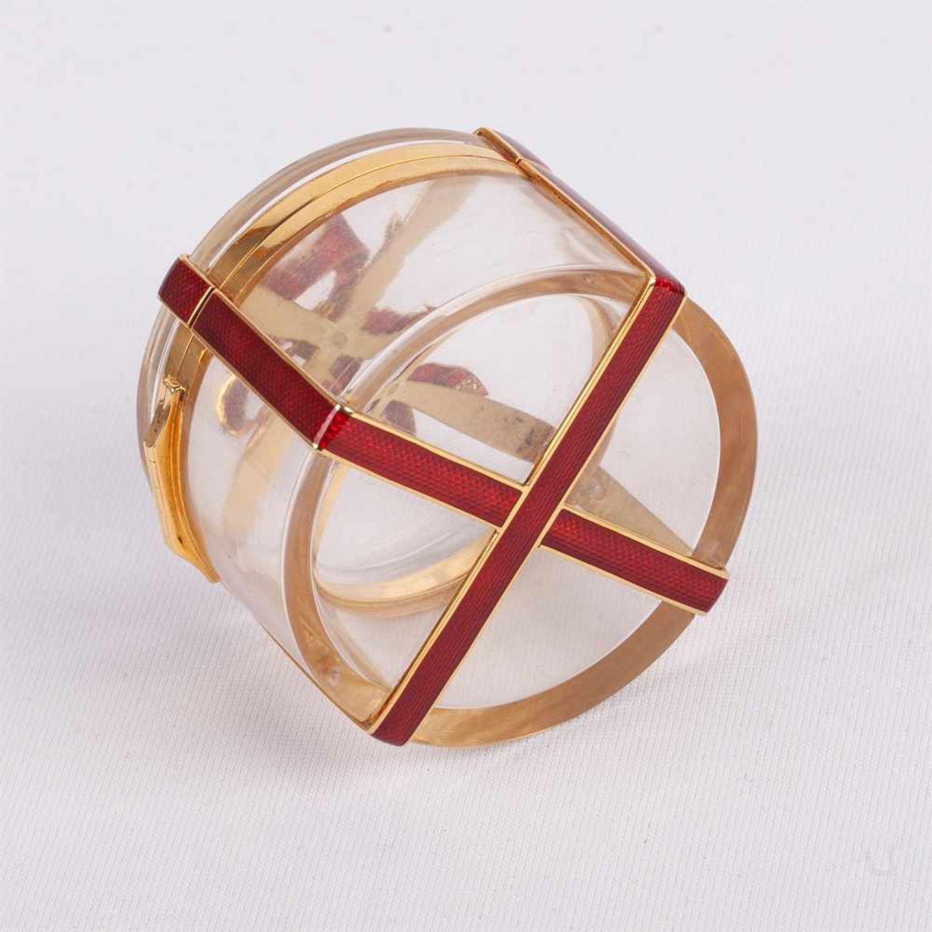 Faberge elegant gold & diamond bonbonniereAn elegant gold, guilloche enamel, diamond and crystal - Bild 4 aus 5