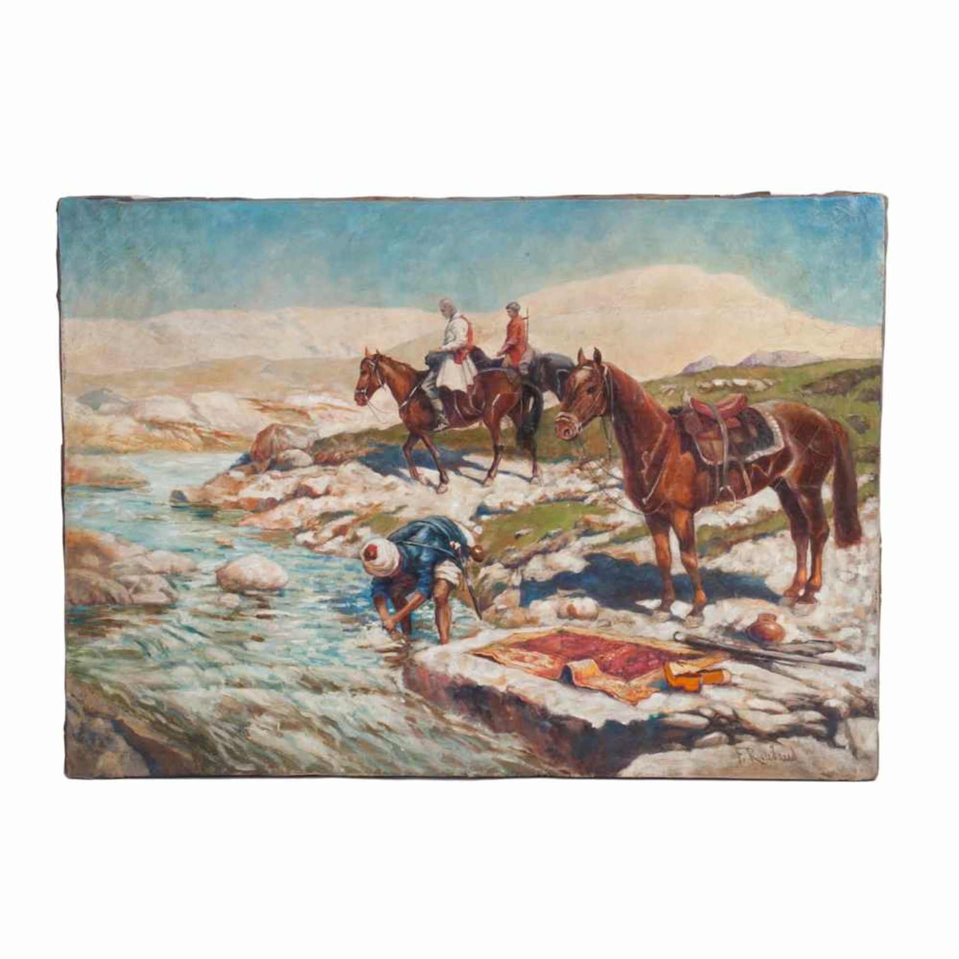 F. Roubaud “Circassian Horsemen at a River”“Circassian Horsemen at a River” reproduction