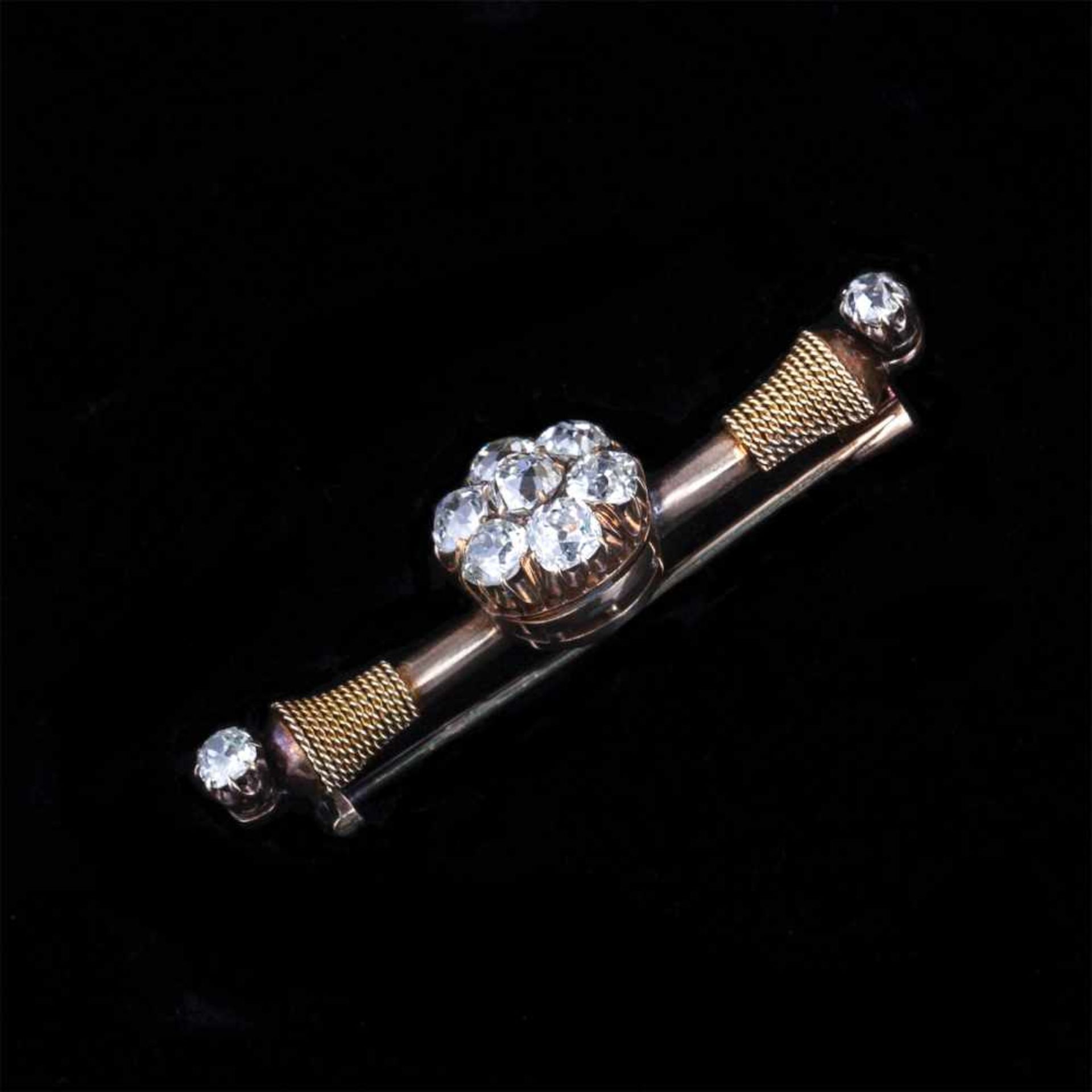 Russian gold 14K brooch with old cut diamondsRussian gold 14K brooch with old cut diamonds. 14K gold - Bild 2 aus 5