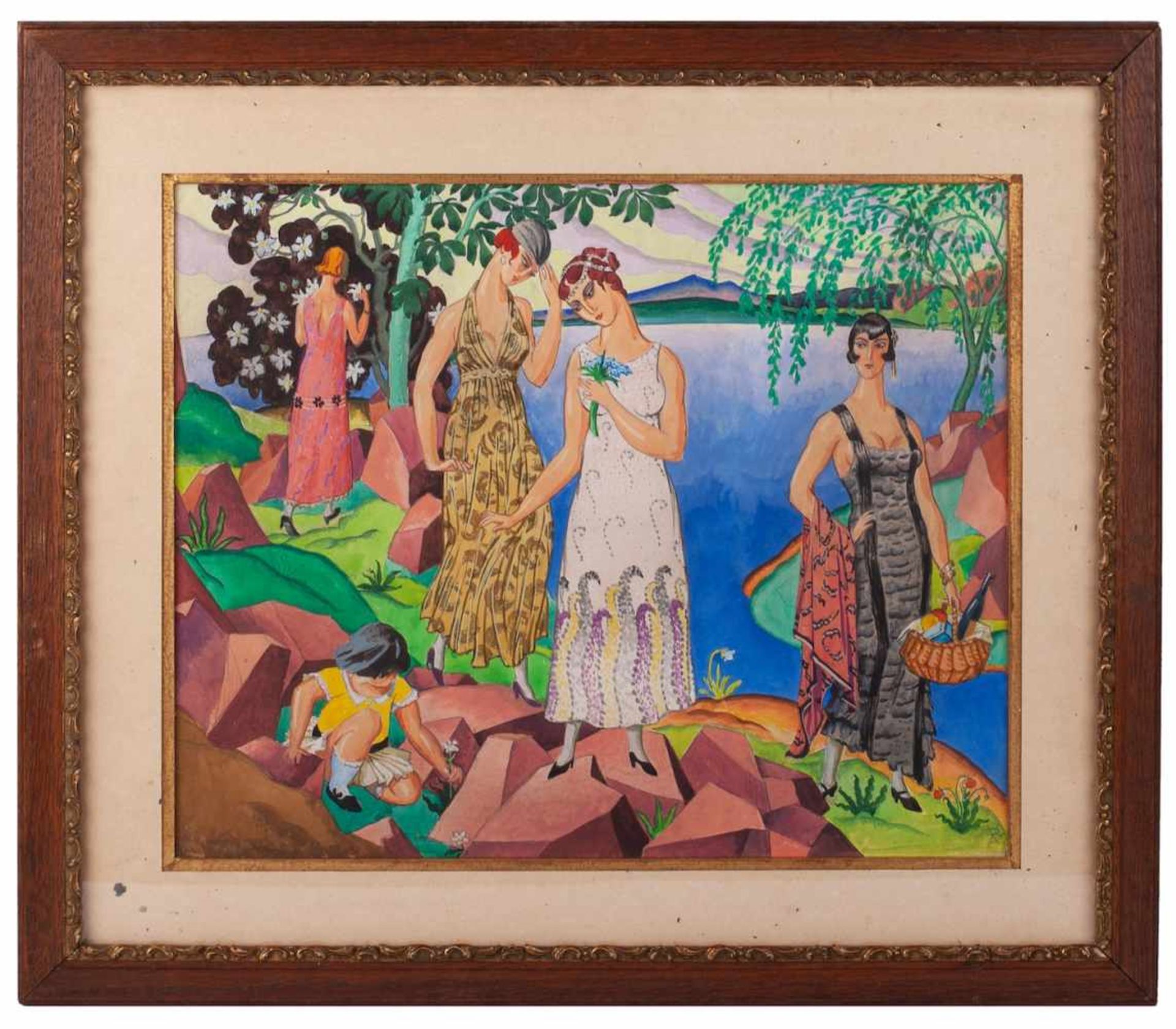 V. Khodasevich "Women on the lake"Valentina Khodasevich (1894 – 1970), a composition in Art Deco