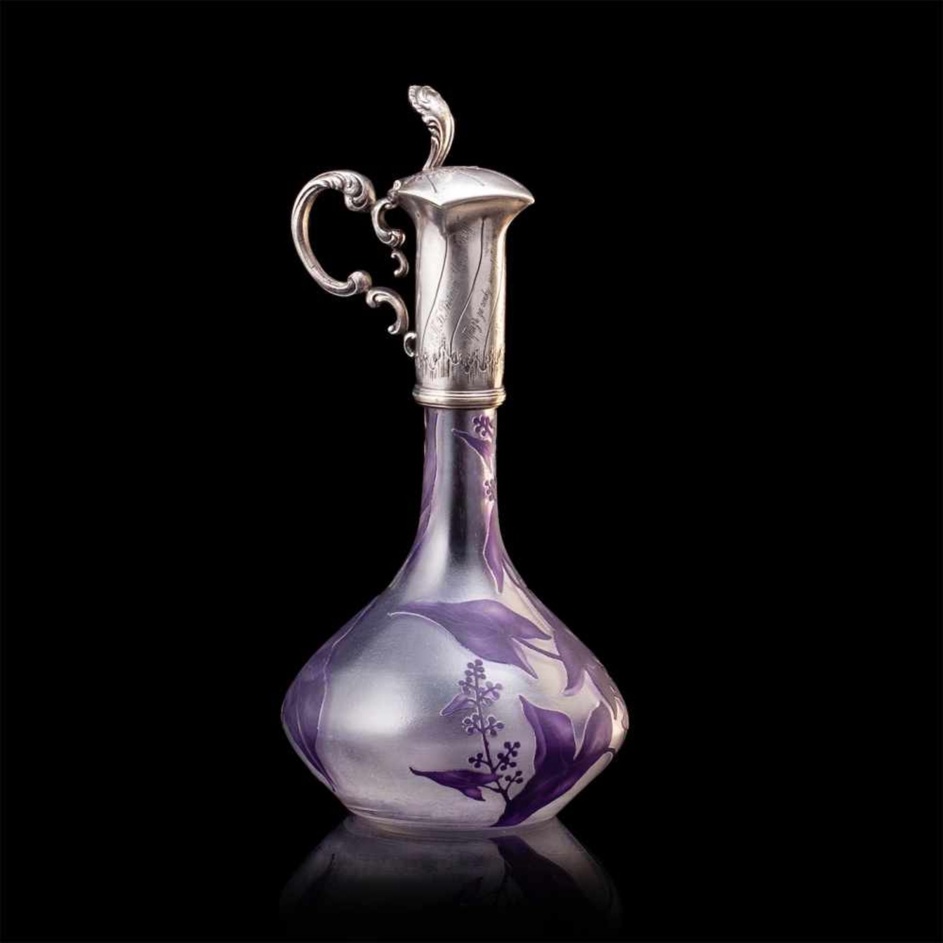 An unusual Russian Lambert glass decanterAn unusual Russian silver-gilt and Lambert glass decanter