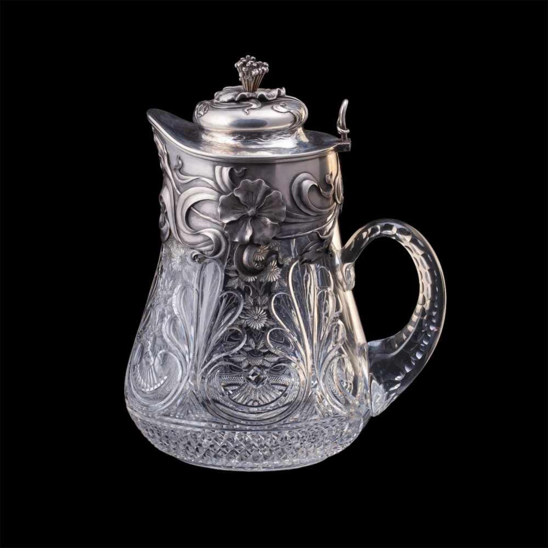 An extremely Rare Faberge cut-glass decanterAn extremely Rare huge Faberge silver-gilt and cut-glass