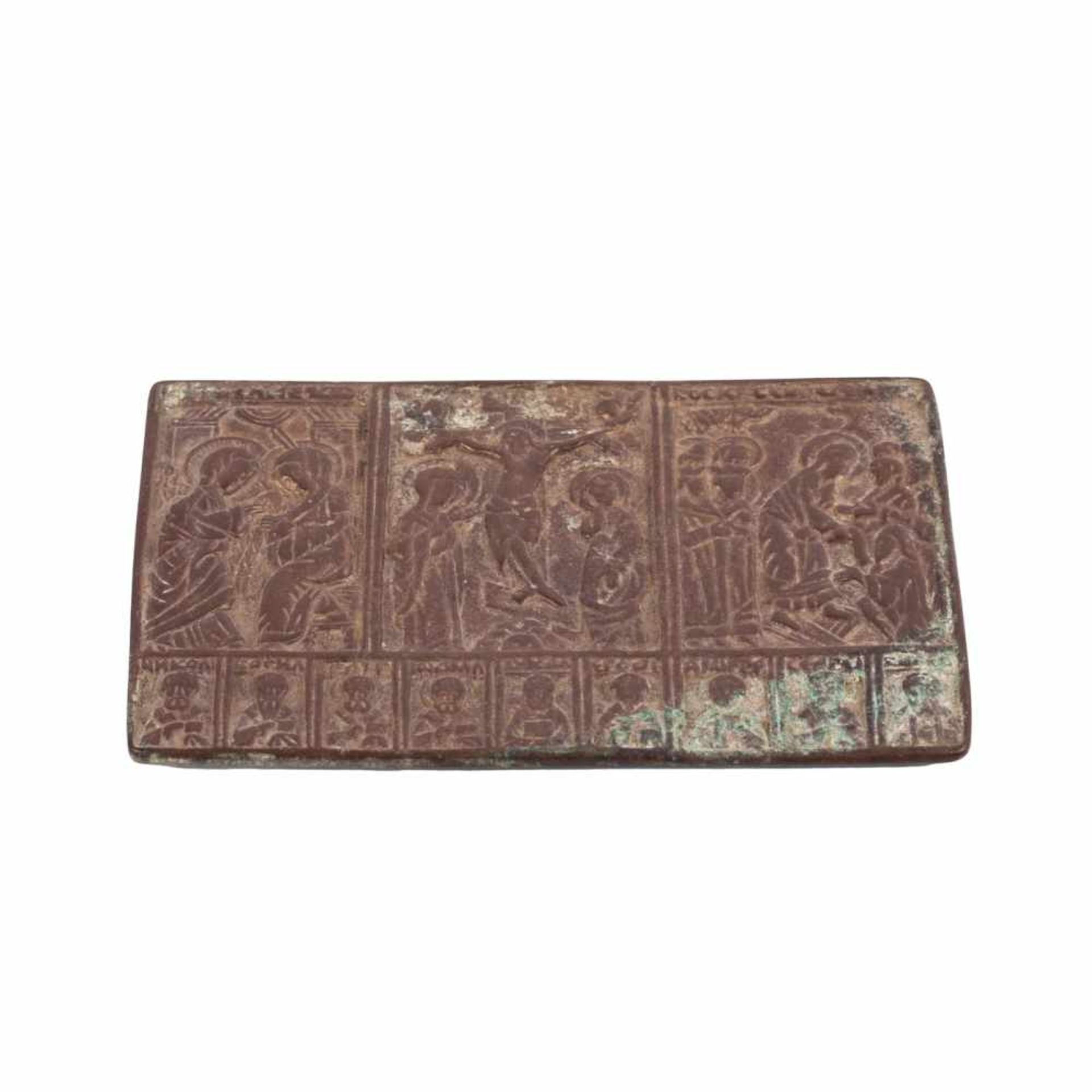 Rare Russian copper icon. 16th century(?)Rare Russian copper icon "Annunciation to the Blessed - Bild 3 aus 4