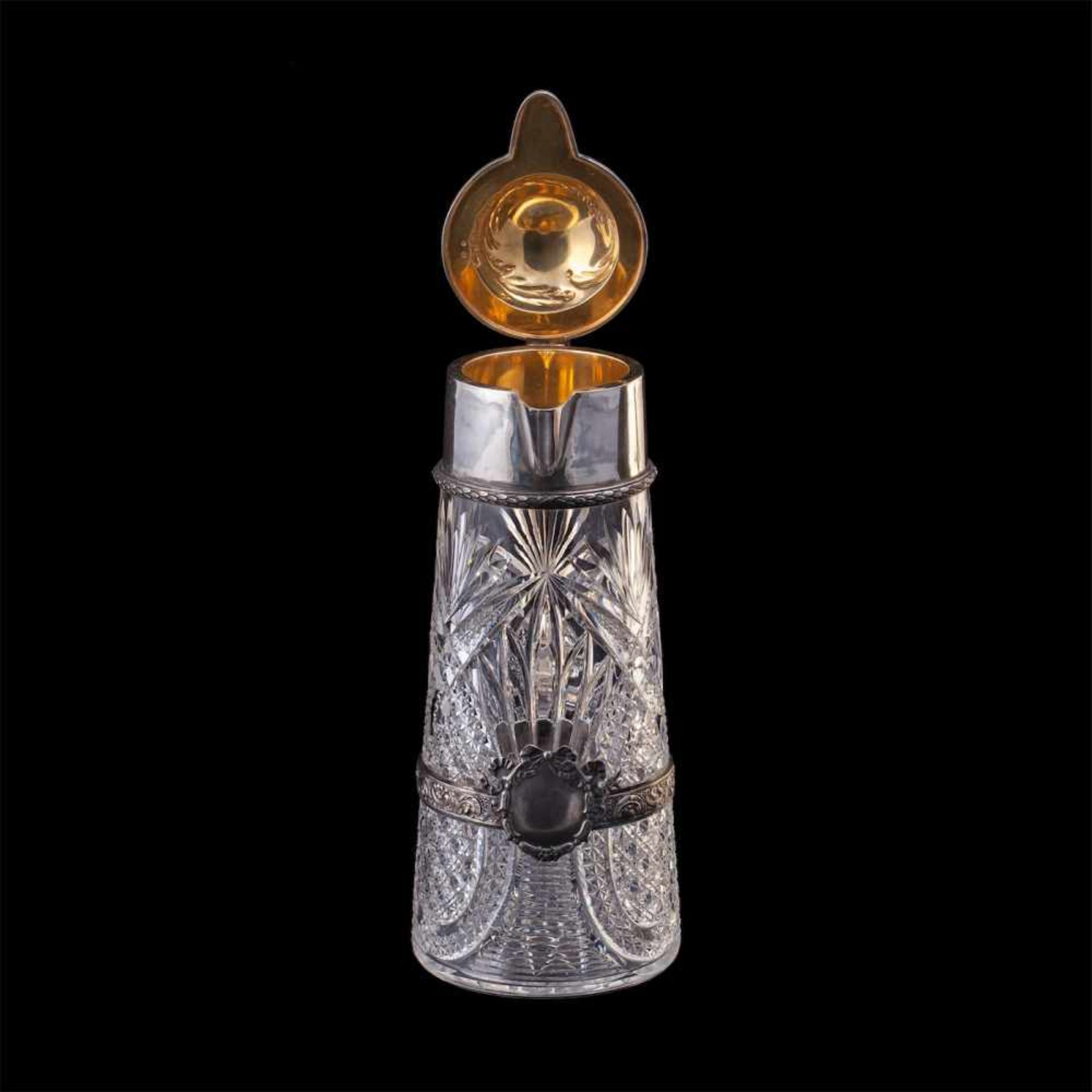 A Russian silver-gilt and cut-glass decanterA Russian silver-gilt and cut-glass decanter in - Image 3 of 6