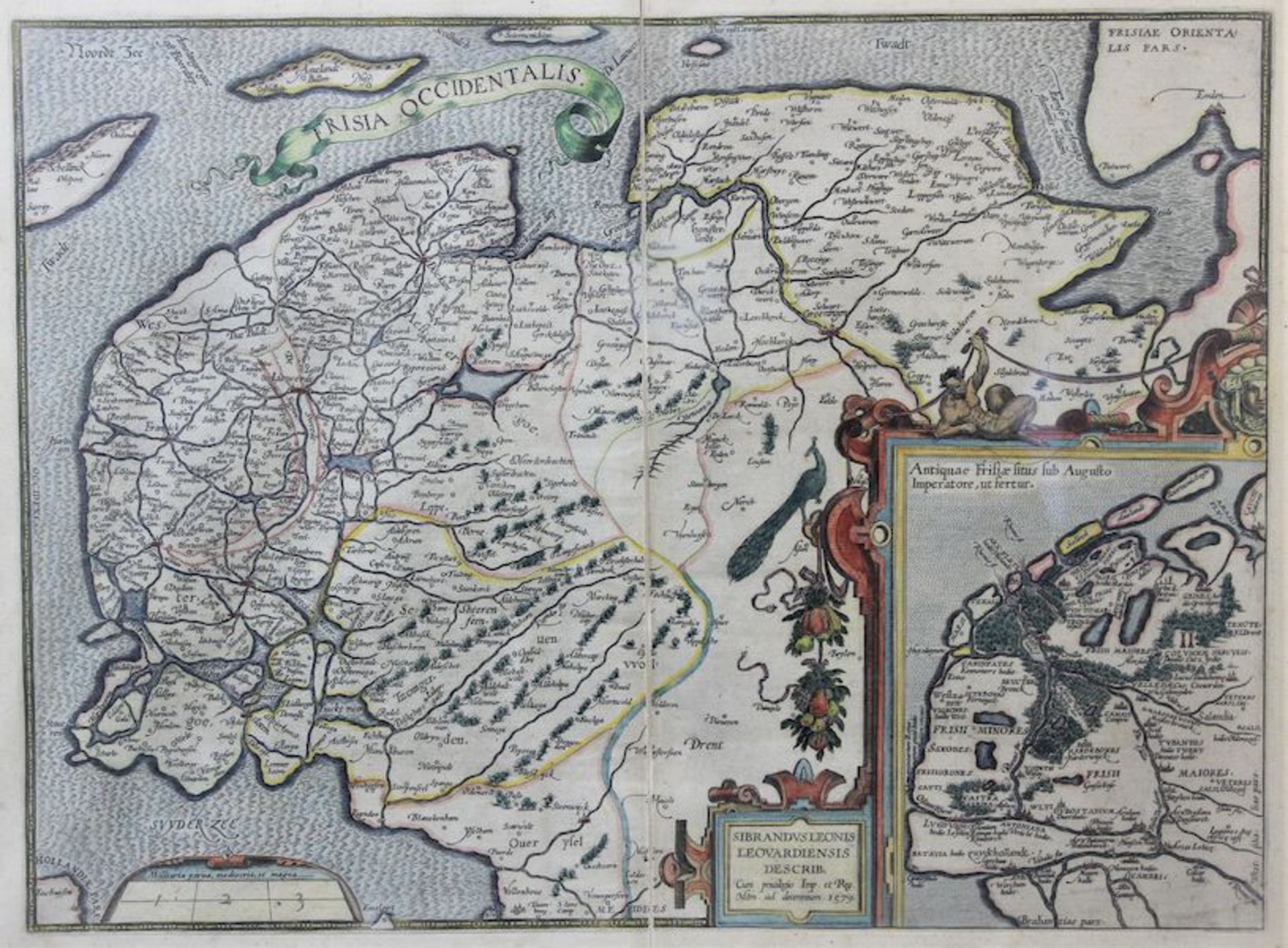 Abraham Ortelius " Frisia Occidentalis - Friesland ", 1579Colorierter Stich Maße: ca. 37 cm x 50 - Bild 2 aus 2