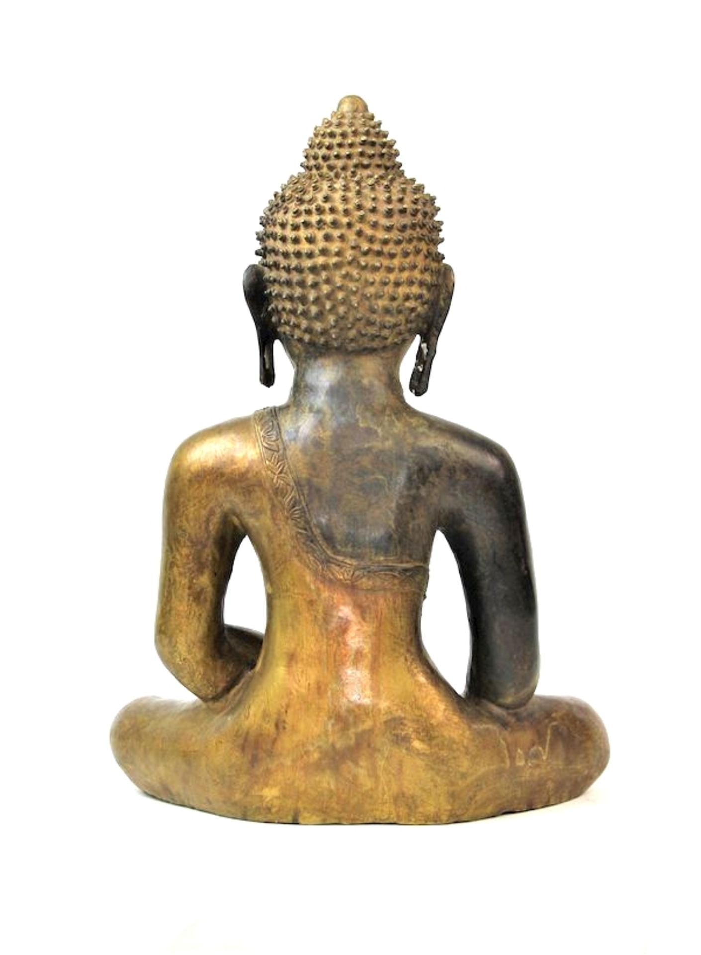Großer Buddha Shakyamuni, Tibet wohl 16.Jhdt.Bronze, partiell feuervergoldet Boden neuzeitlich - Image 5 of 6
