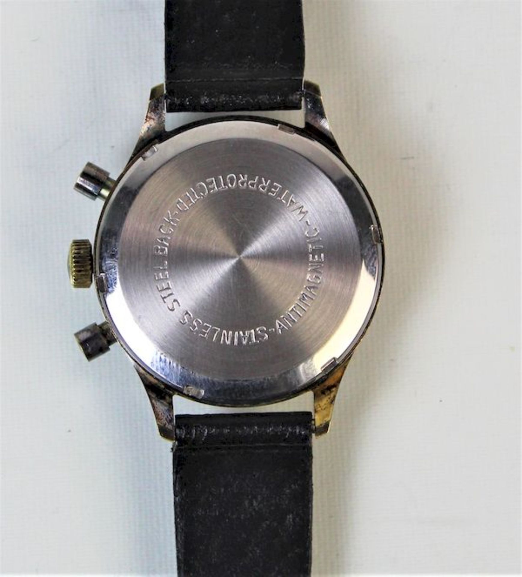 Stowa Chronograph, 1938Stahl, handaufzug und Antimagnetic, Lederarmband Maße: ca. D. 36 mm - Bild 3 aus 3