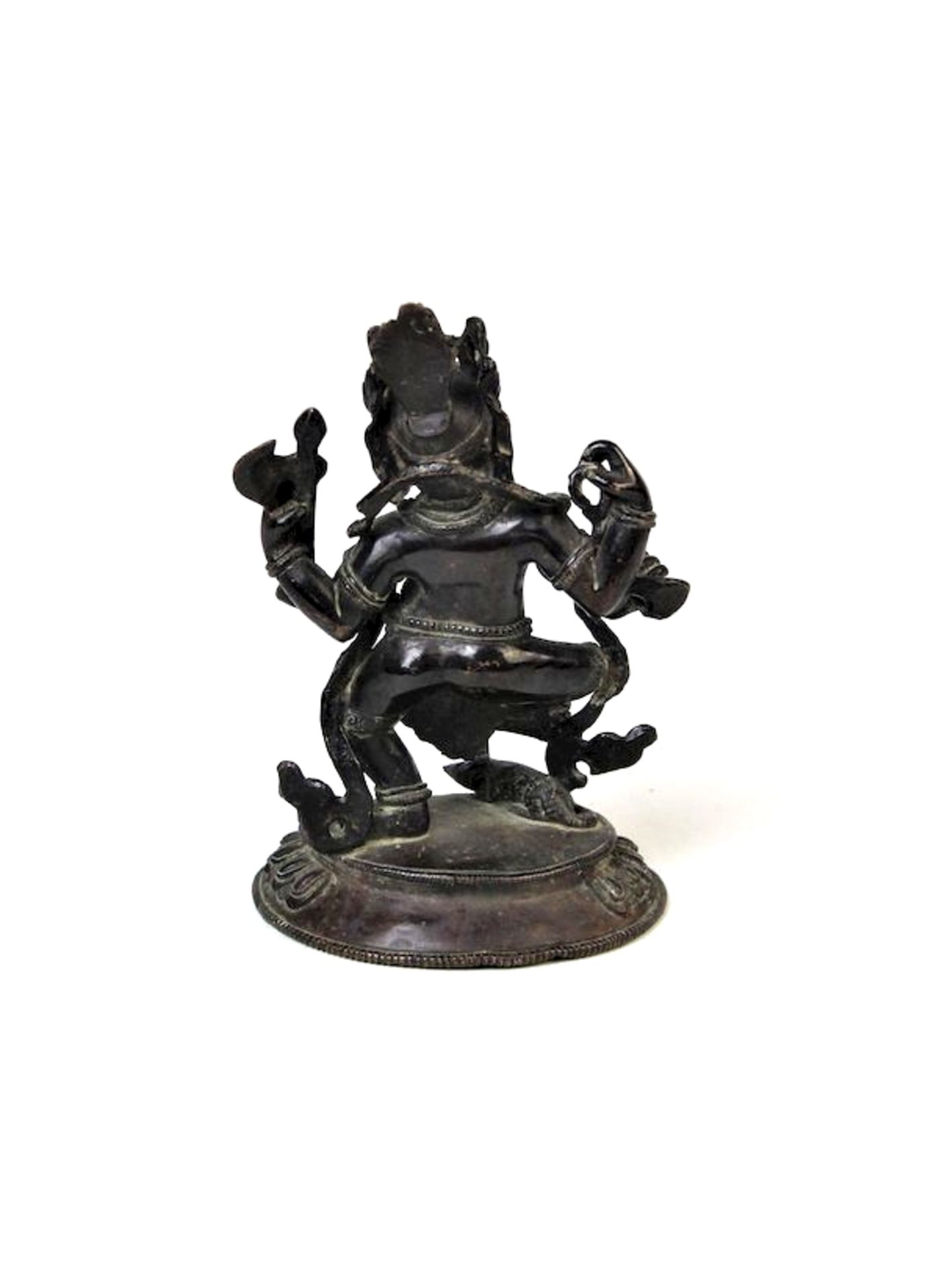 Ganesha Tibet 18.Jhdt.Bronze patiniert Darstellung des Ganesha mit 4 Armen Das rechte Bein über eine - Bild 4 aus 5