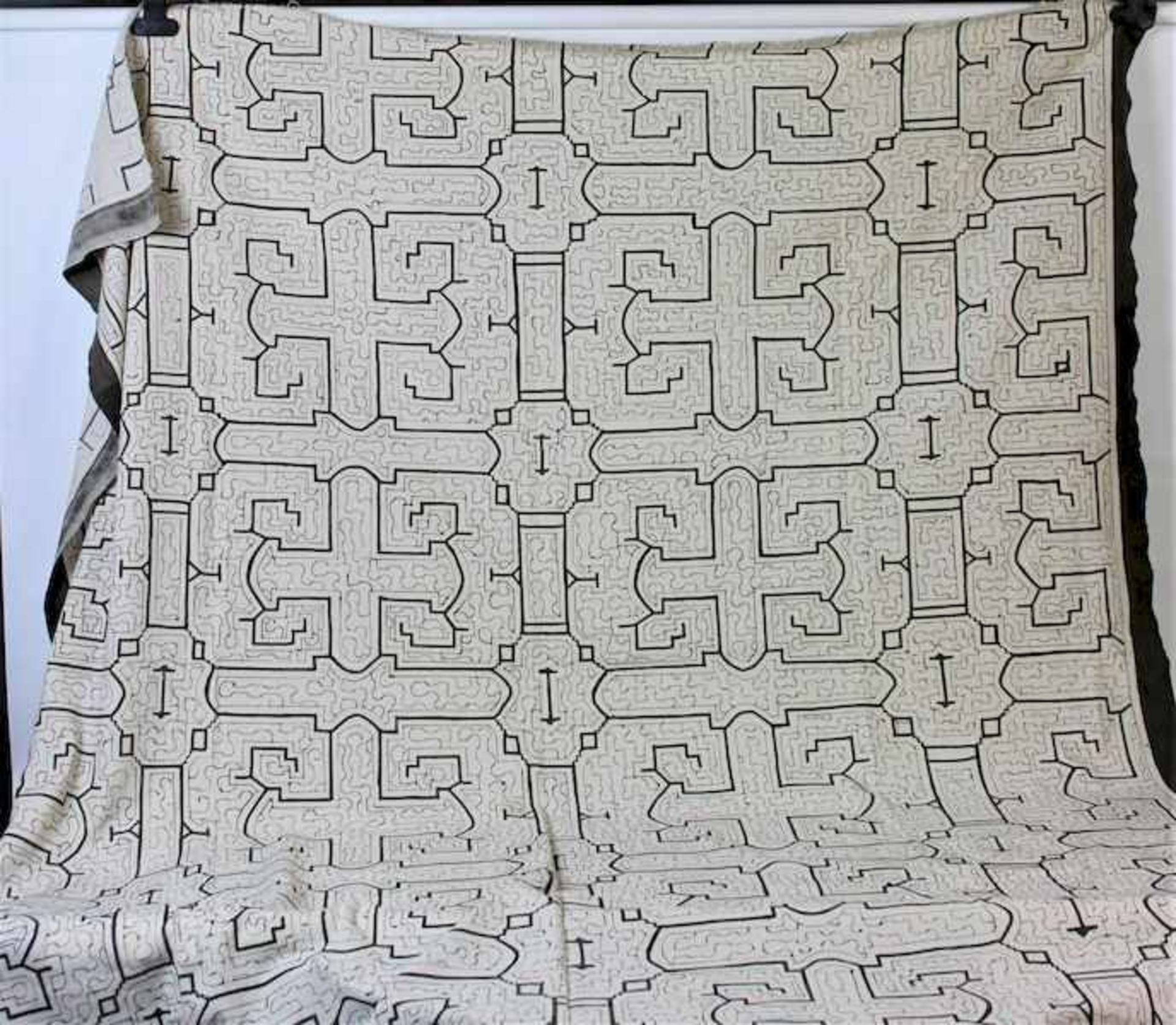 Shipibo Textil Peru Anfang 20.Jhdt.bedruckt Maße: ca. 146 cm x 164 cm