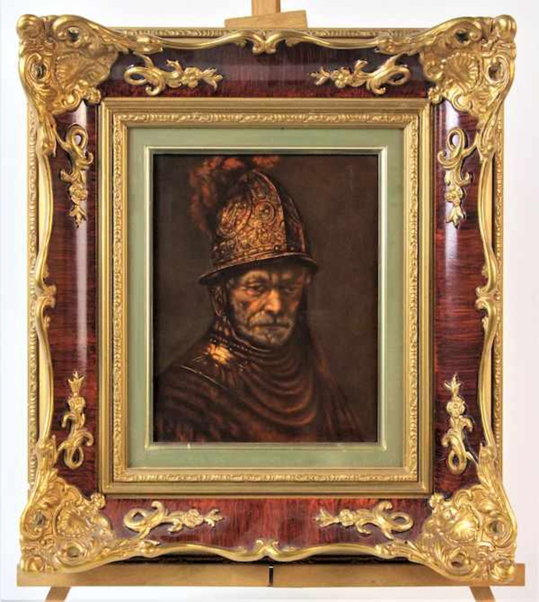 Porzellanbild, " Der Mann mit goldenem Helm "Rosenthal Maße: ca. 25 cm x 20 cm gerahmt