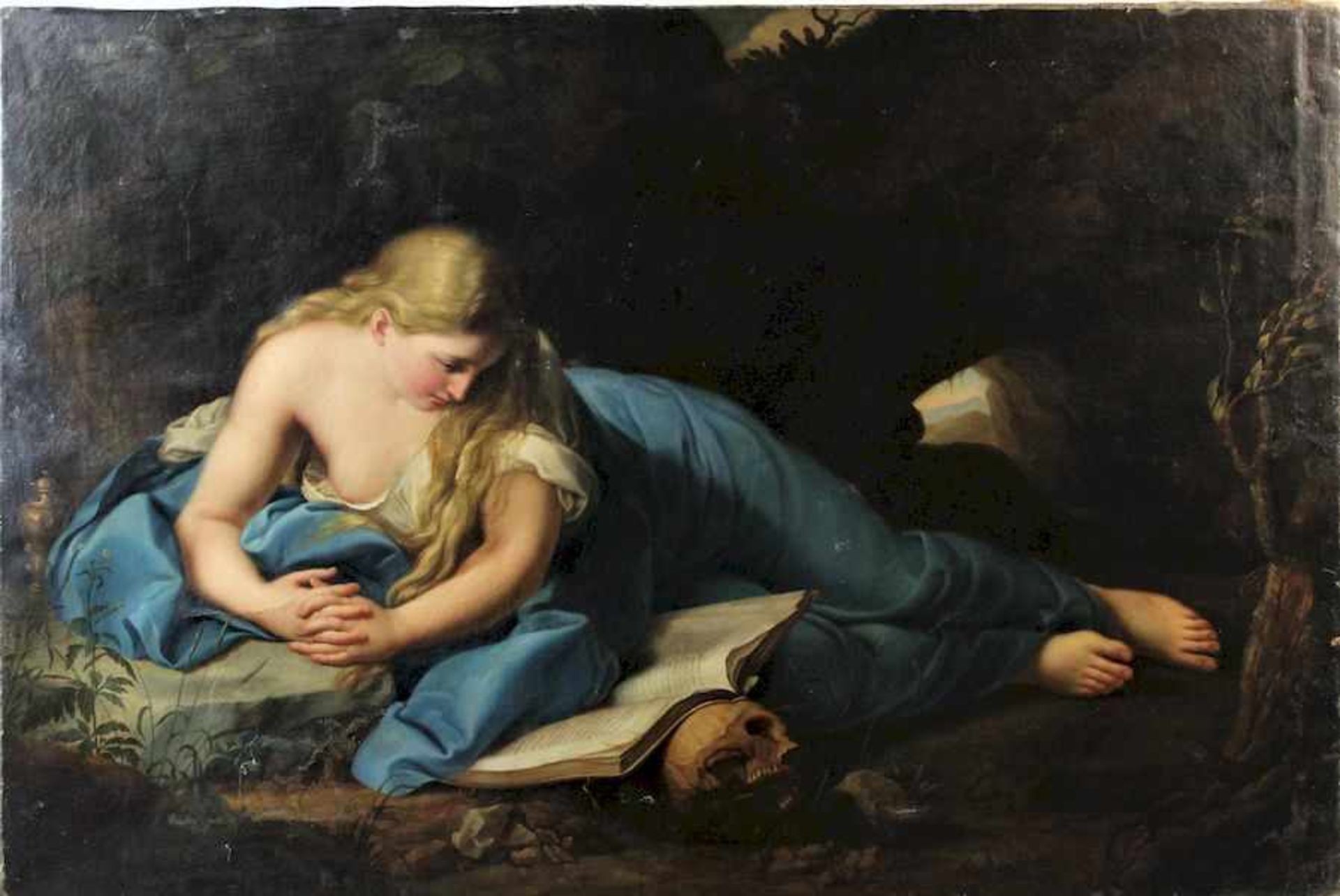 Batoni, Pompeo Girolamo (1708-1787),Werkstatt" Die büßende Maria Magdalena " Öl auf Leinwand,