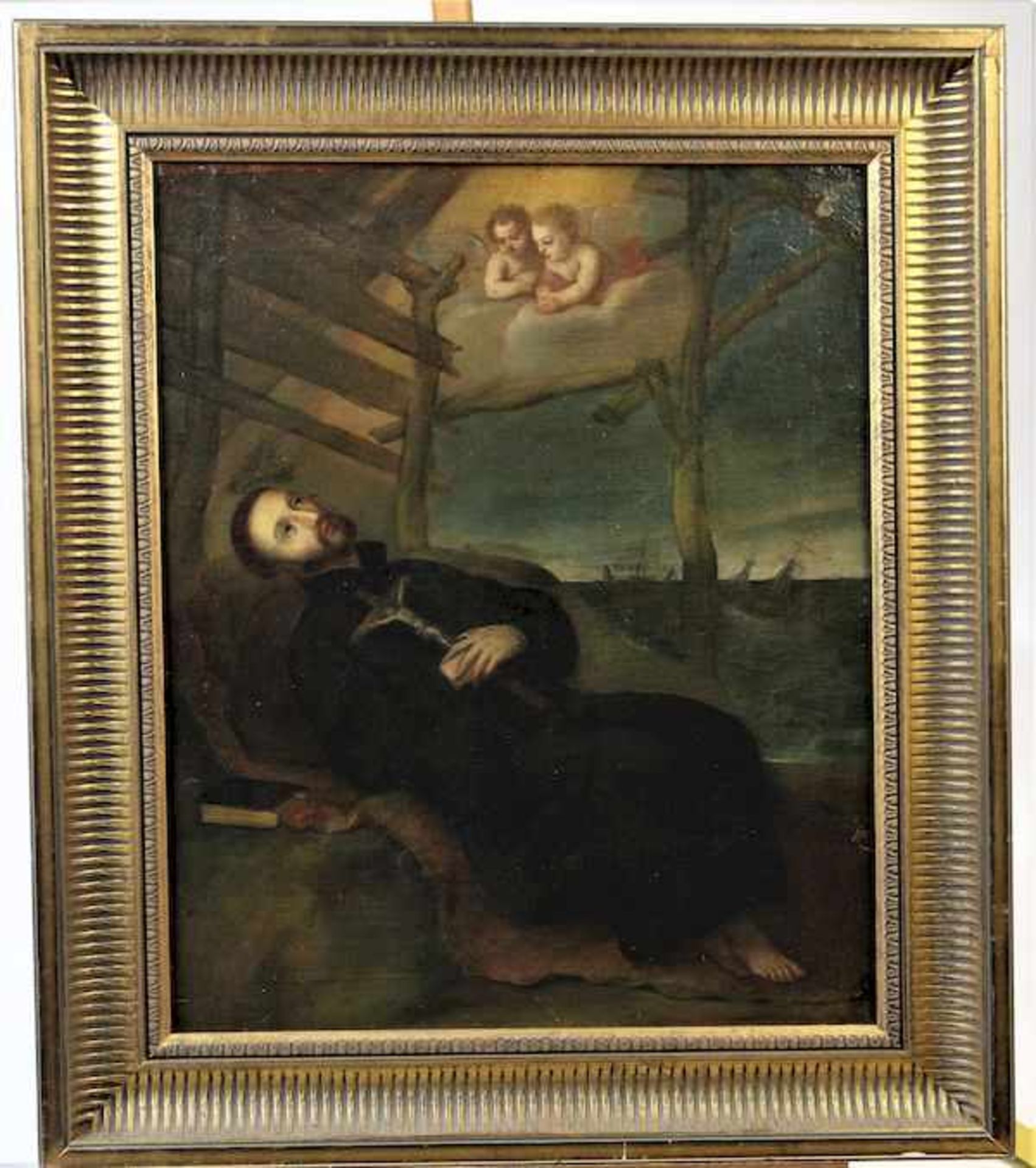 Italienischer Meister des 17.Jhdts. " Heiligenbild "Öl auf Leinwand rücks. undeutlich beschriftet