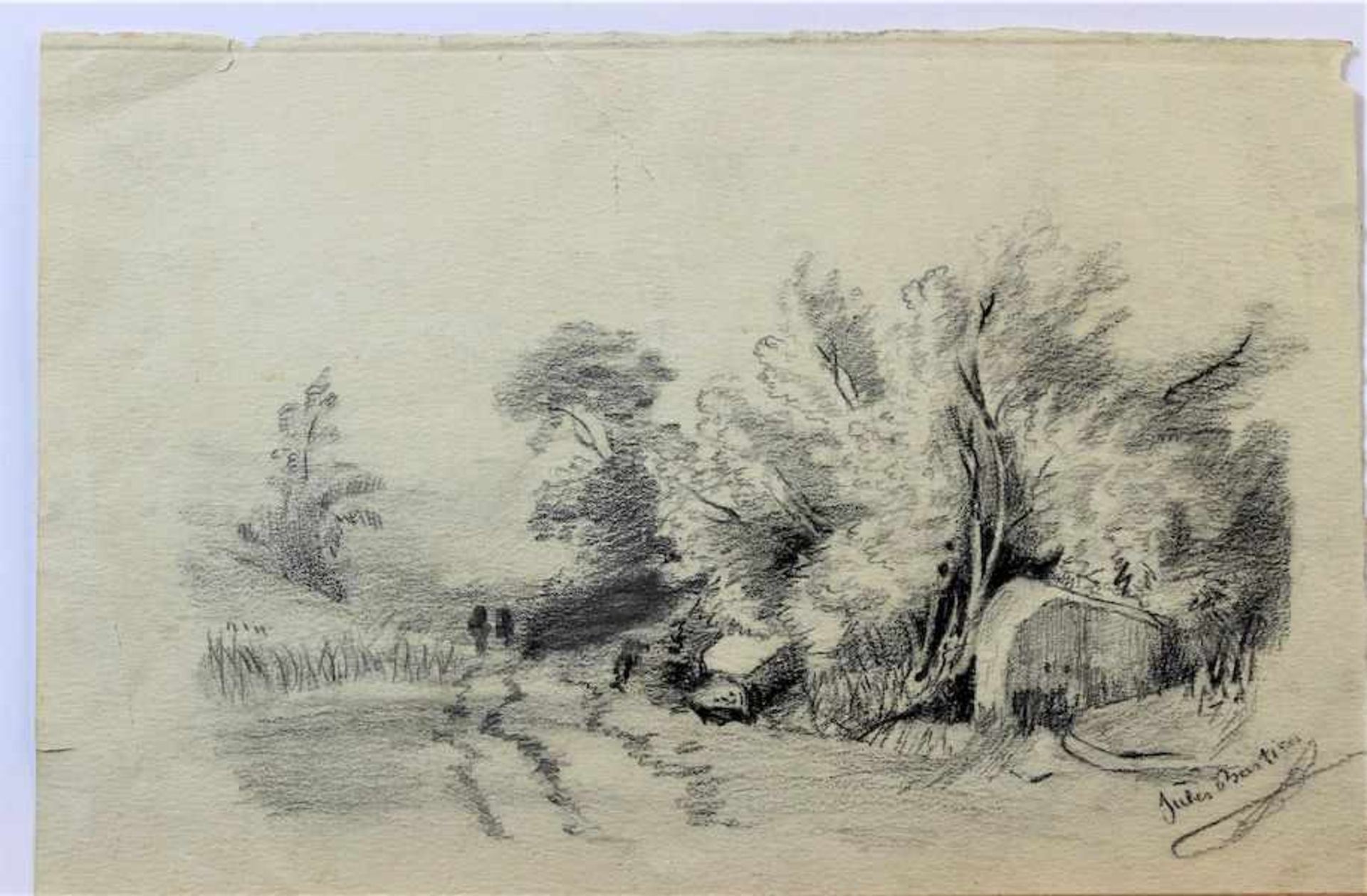 Bastien, Jules " Paysages "Bleistift auf Papier r.u.sgn. Maße: ca. 16 cm x 24 cm