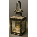 Railwayana - a painted metal railway lamp, stamped with the insignia of British Rail,