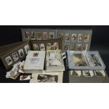 Cigarette cards, photographs, postcards, a small box of albums, loose and in pages,