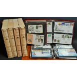 Stamps - GB, Charles and Diana wedding, in four albums, slipcased; three albums of FDC's,