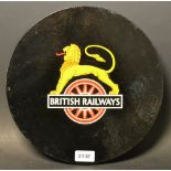 Railwayana - a 'coach panel' roundel applied with the first style British Railway ('Lion & wheel')