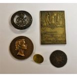 A group of para-numismatic items: bronze 1953 Coronation medalet in box of issue, obv.