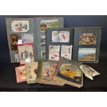 Edwardian and later postcards; books,