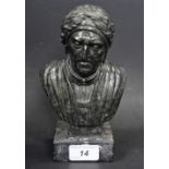 Italian Grand Tour School (19th century), a serpentine bust, of Dante Alighieri, square marble base,