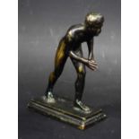 Grand Tour School, after the Antique, a dark patinated bronze, The Herculaneum Runner,