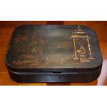 A George III japanned table box,